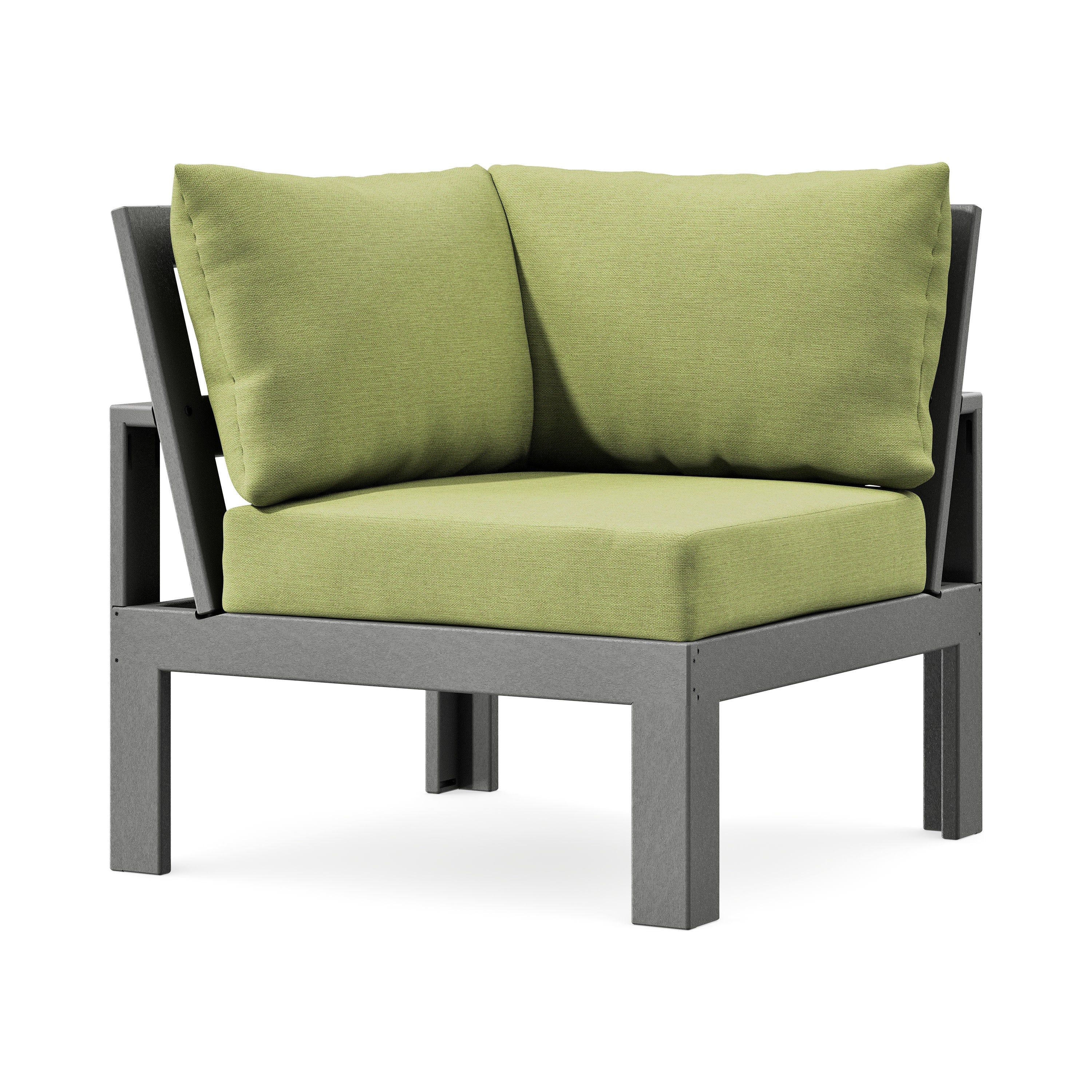Modular Corner Chair in Slate Grey / Chartreuse Boucle