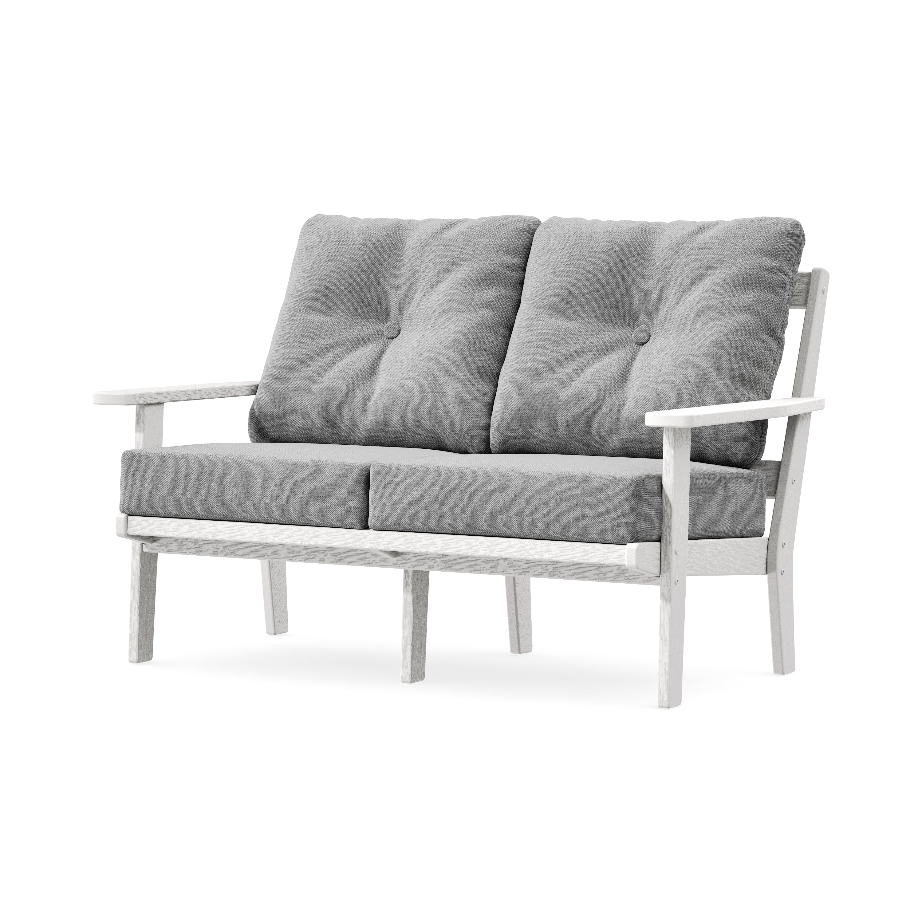 Prairie Deep SeatingLoveseat in Vintage White / Grey Mist