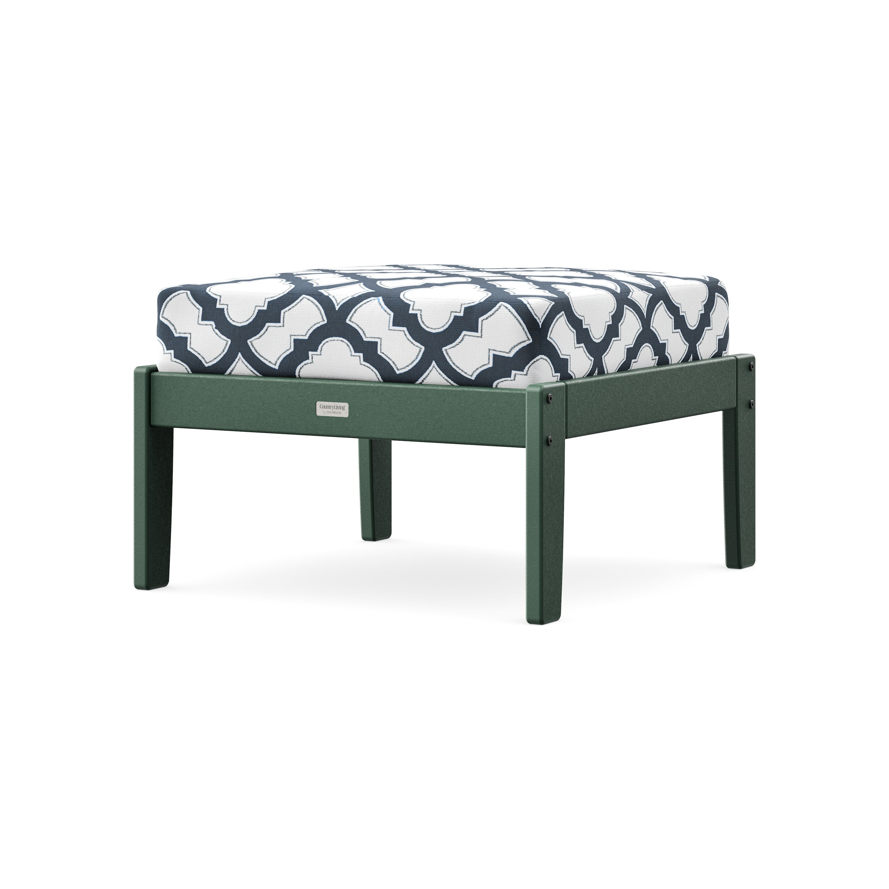 Cottage Deep Seating Ottoman in Green / Trellis Marine Indigo