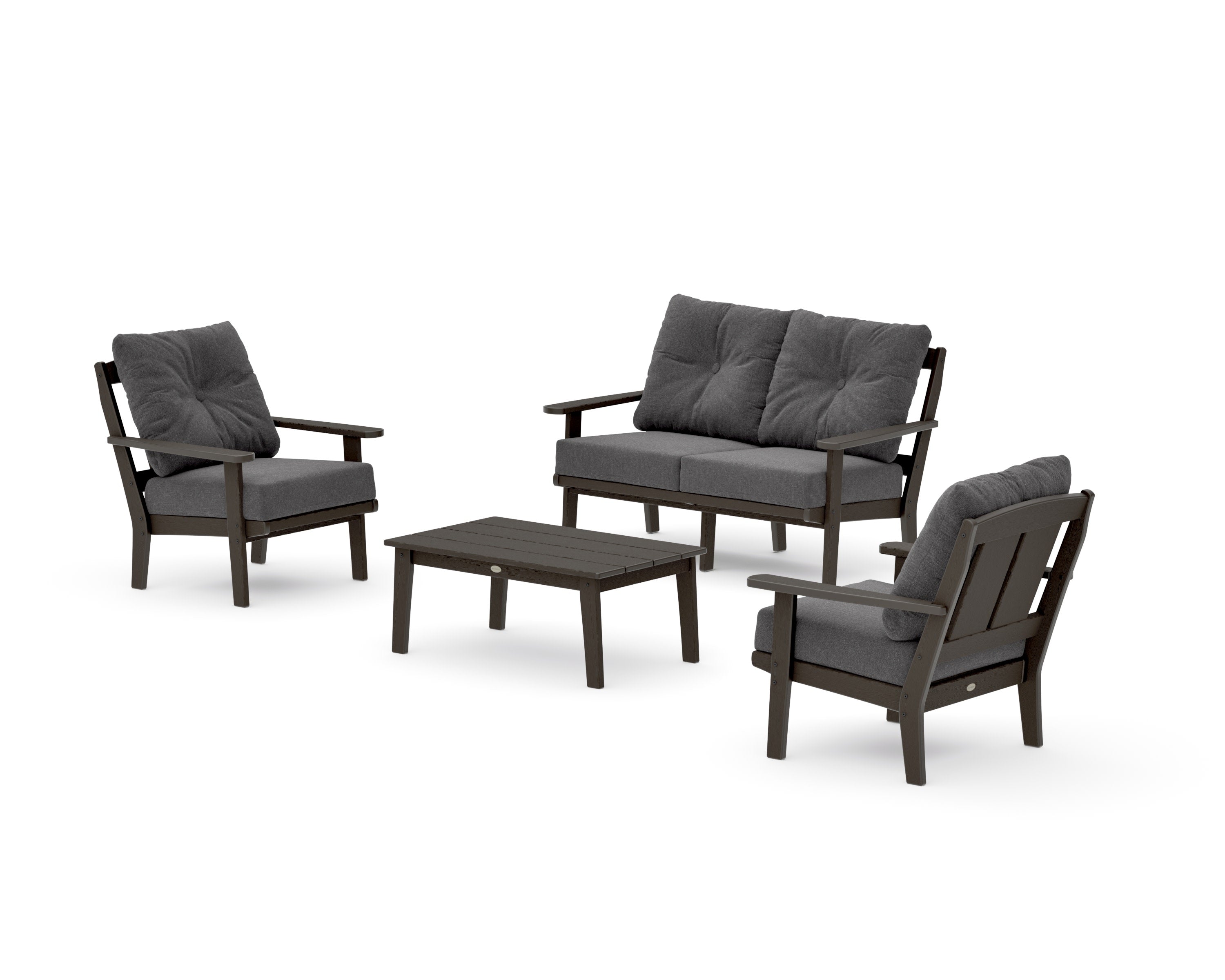 Mission 4-Piece Deep Seating Set with Loveseat in Vintage Coffee / Ash Charcoal