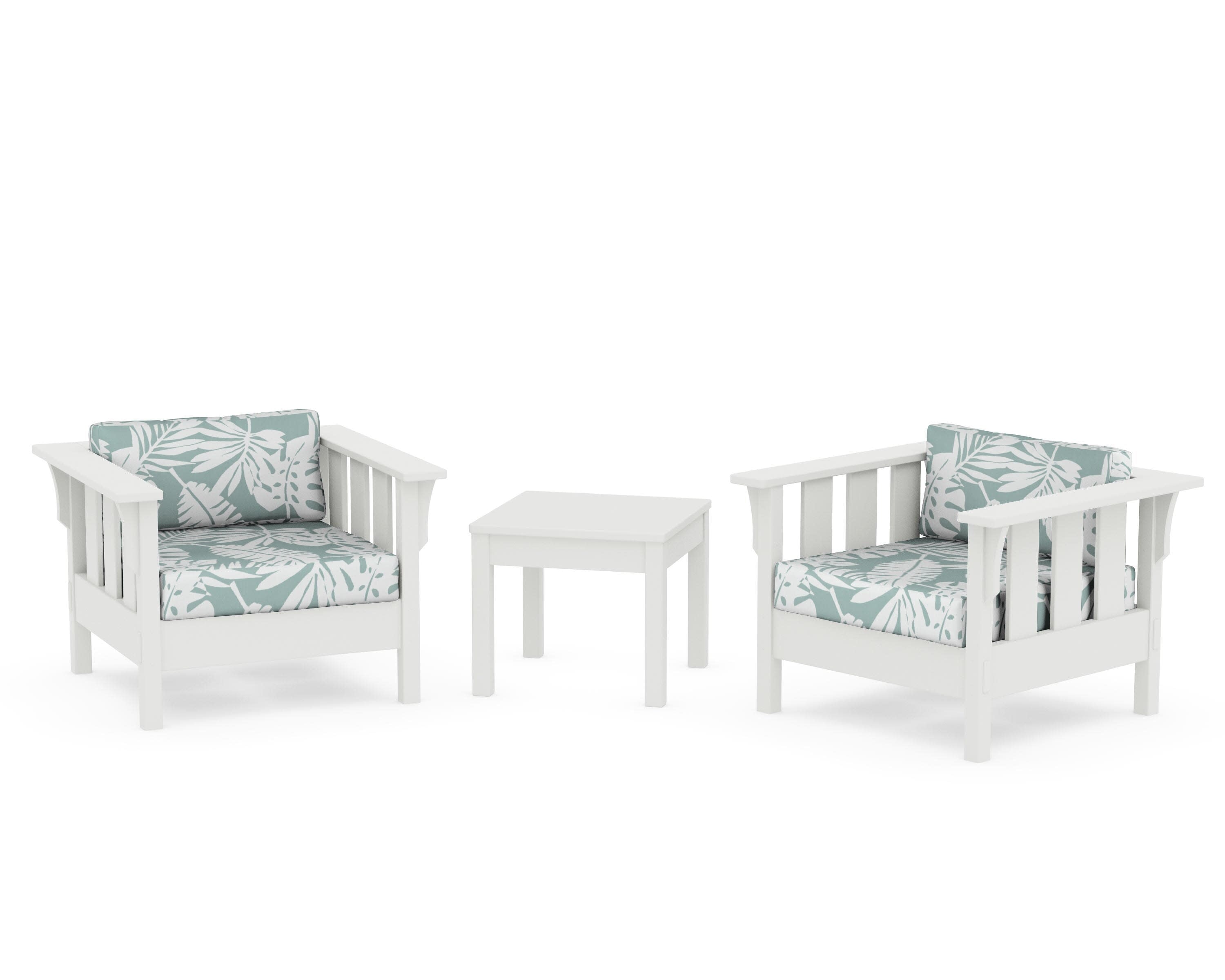 Acadia 3-Piece Deep Seating Set in Vintage White / Leaf Glacier Spa