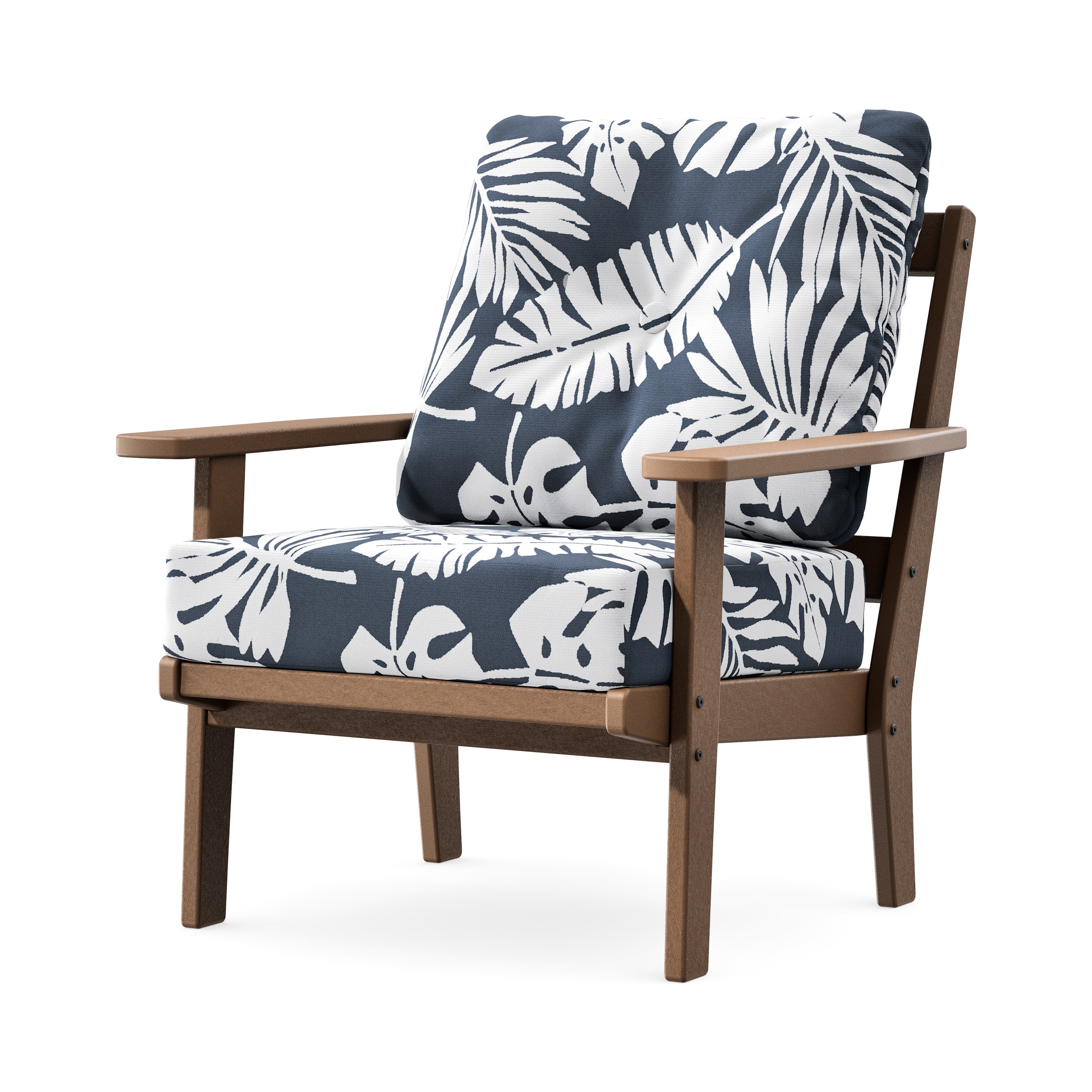 Prairie Deep Seating Chair in Teak / Leaf Marine Indigo