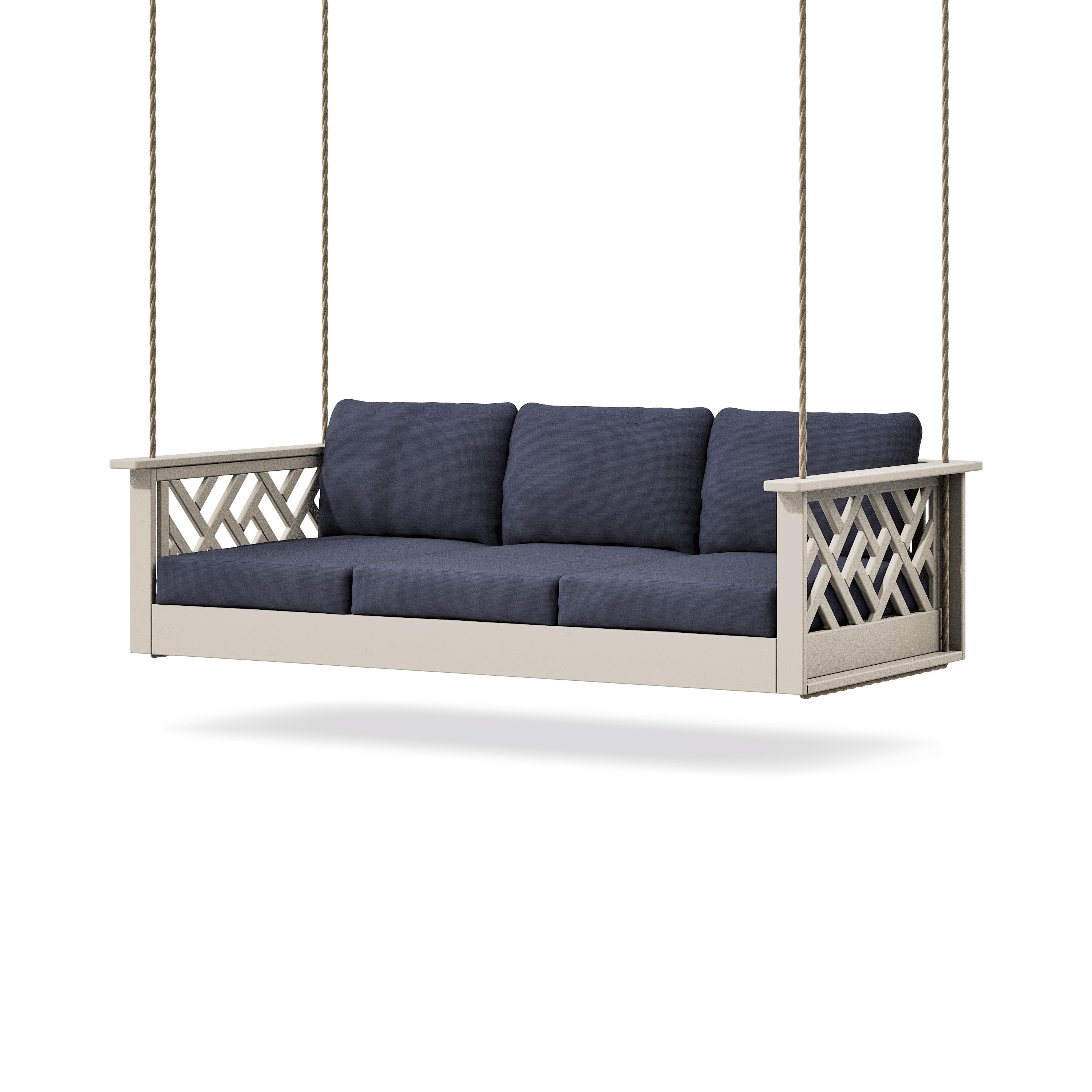 Chippendale Daybed Swing in Sand / Navy Linen