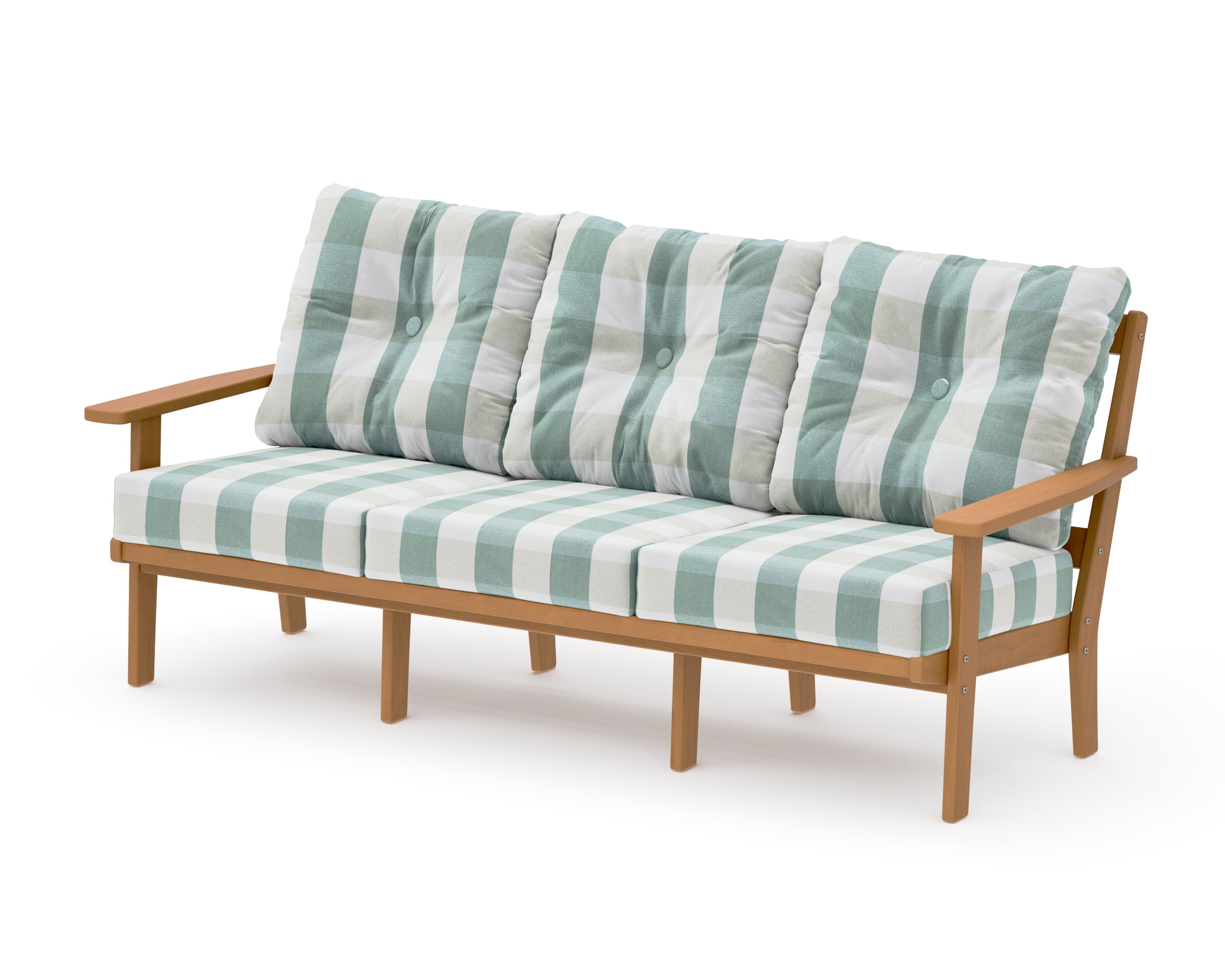 Oxford Deep Seating Sofa in Natural / Buffalo Plaid Glacier Spa