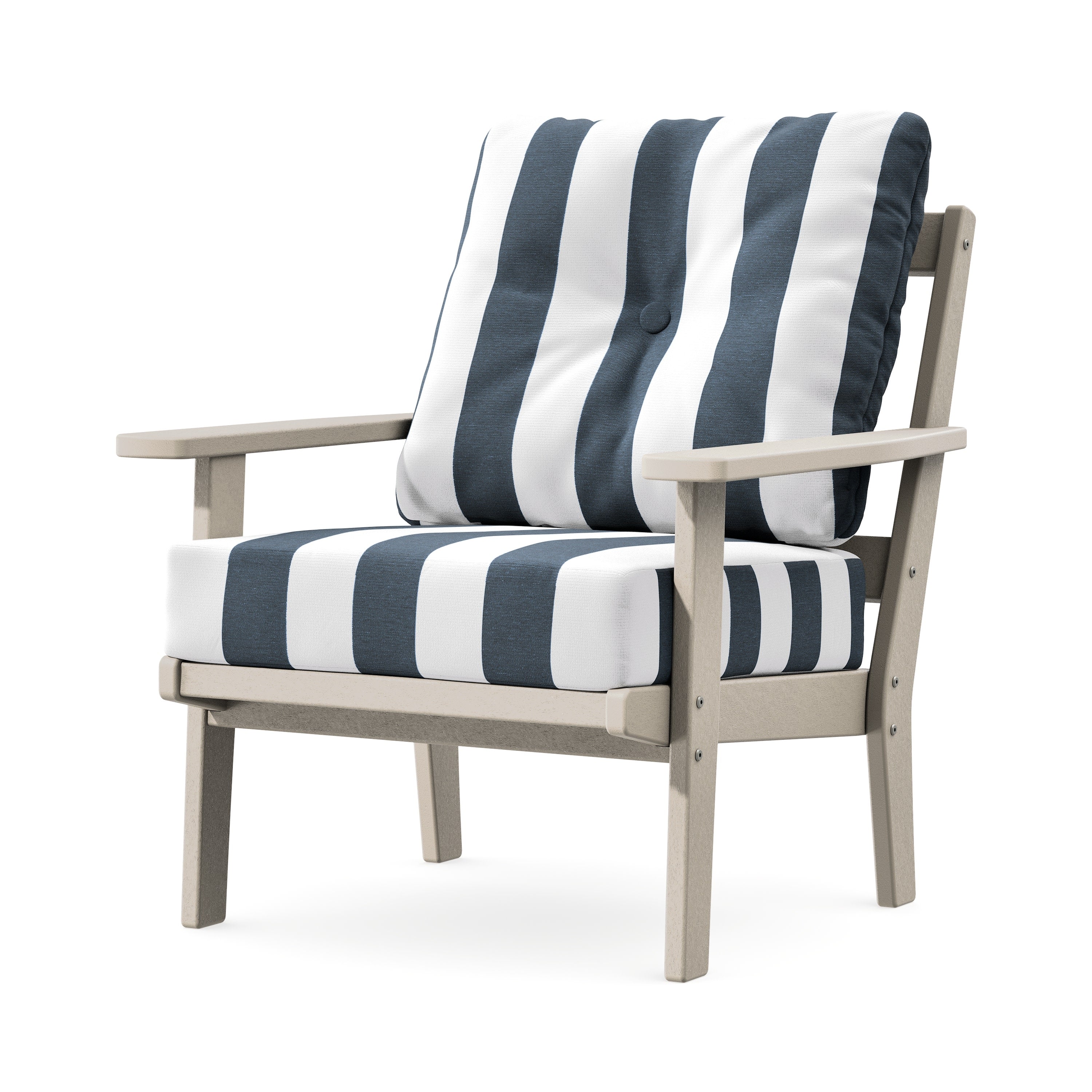 Prairie Deep Seating Chair in Sand / Cabana Stripe Marine Indigo