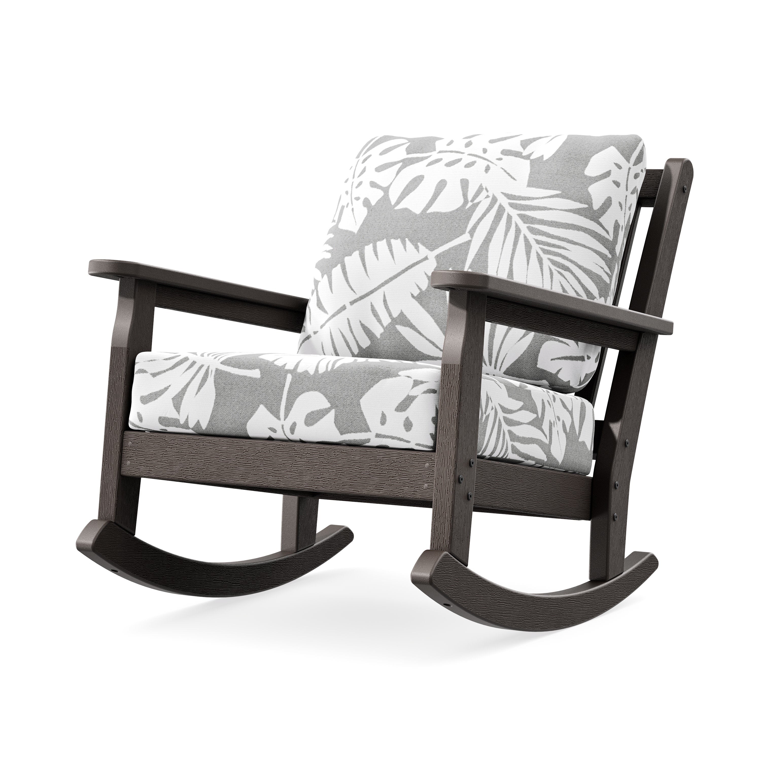 Chippendale Deep Seating Rocking Chair in Vintage Coffee / Leaf Grey Mist