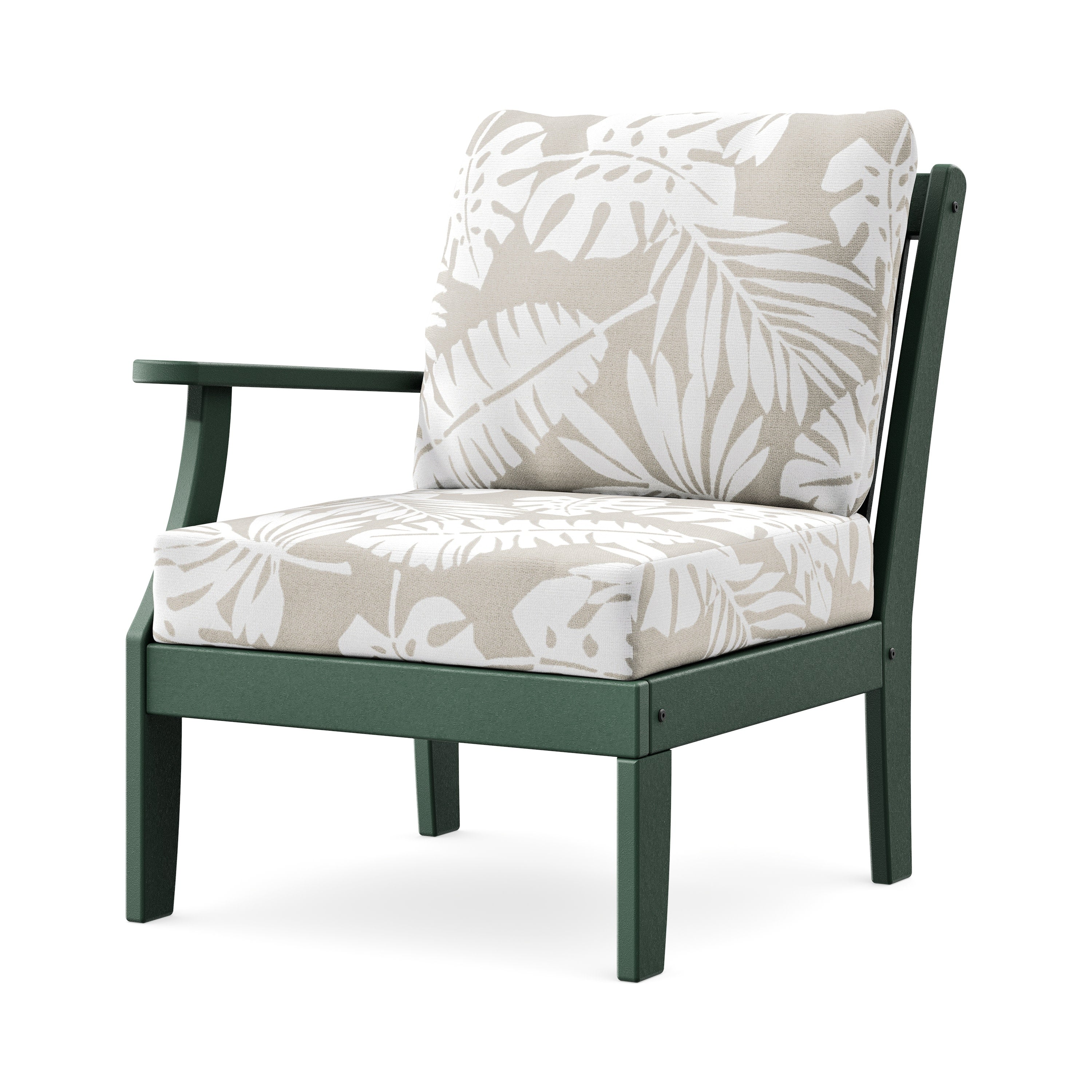 Braxton Modular Left Arm Chair in Green / Leaf Dune Burlap