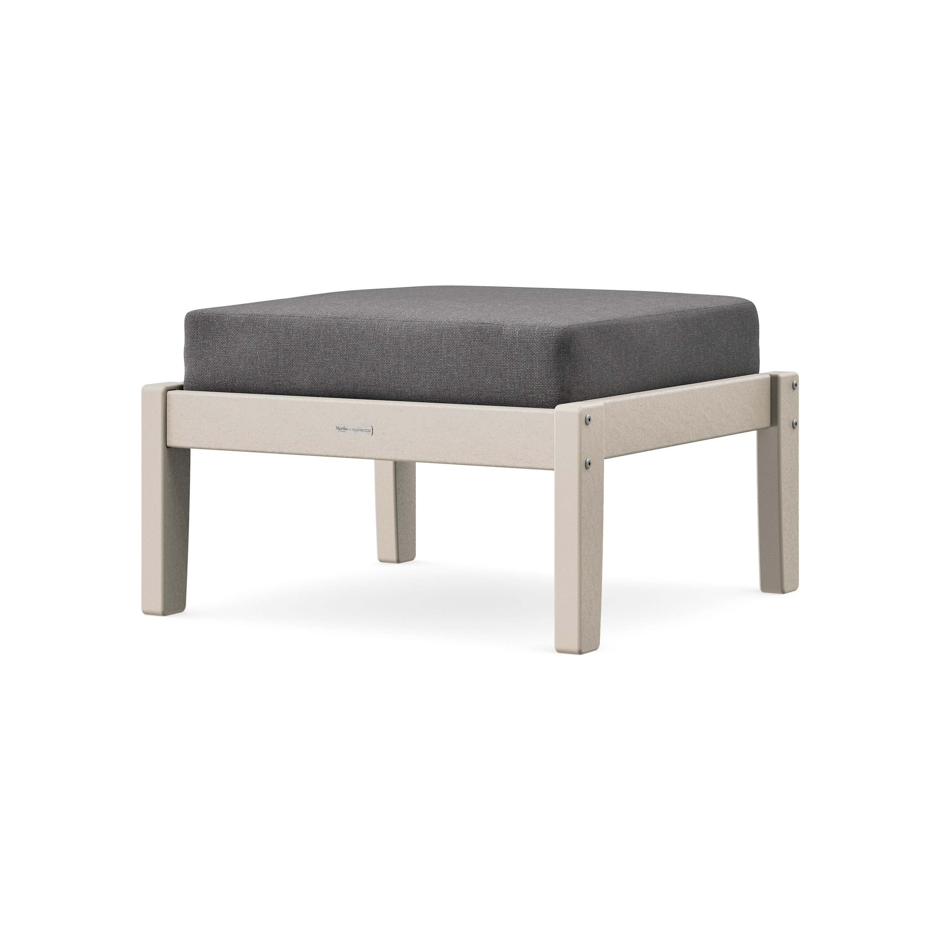 Chinoiserie Deep Seating Ottoman in Sand / Ash Charcoal