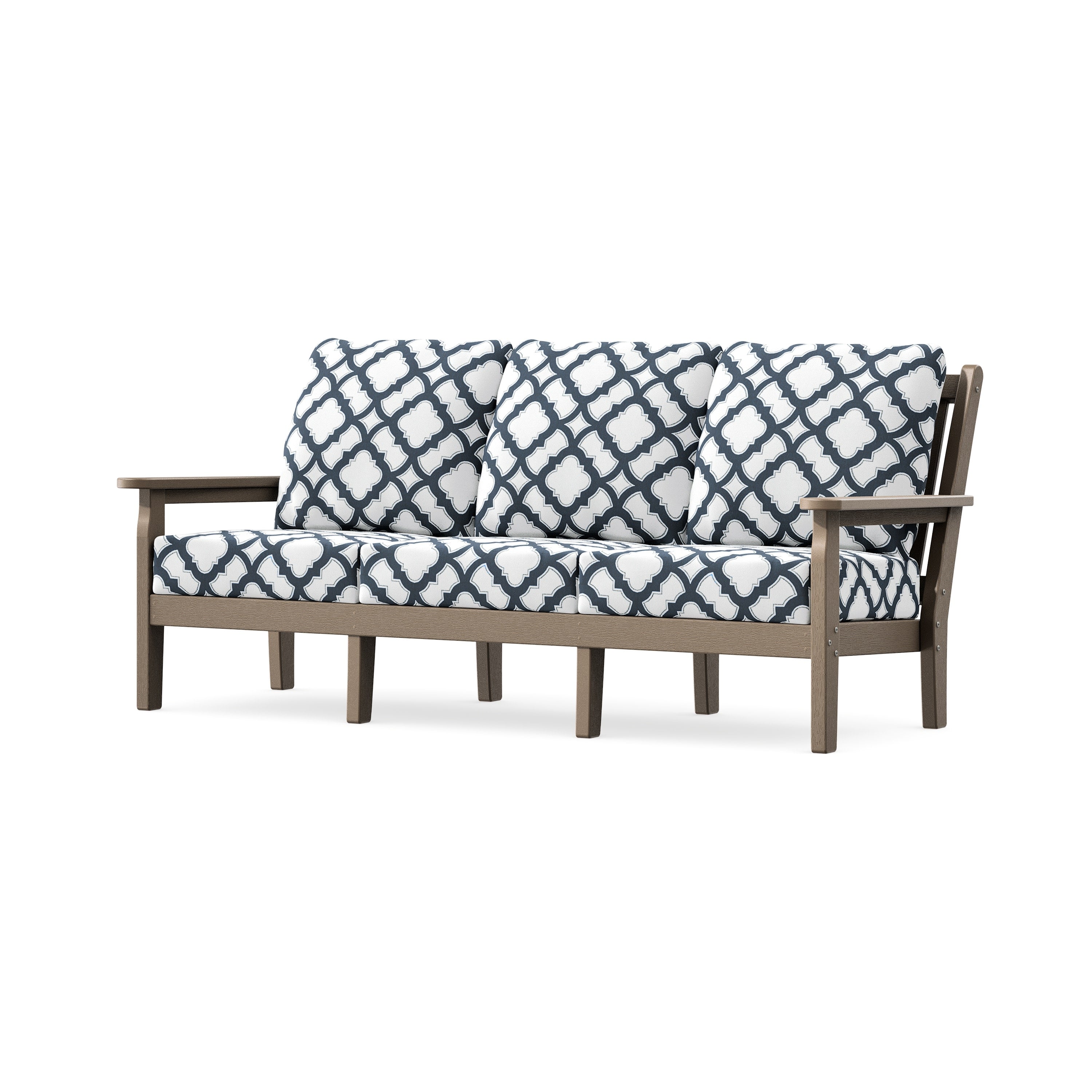 Chippendale Deep Seating Sofa in Vintage Sahara / Trellis Marine Indigo