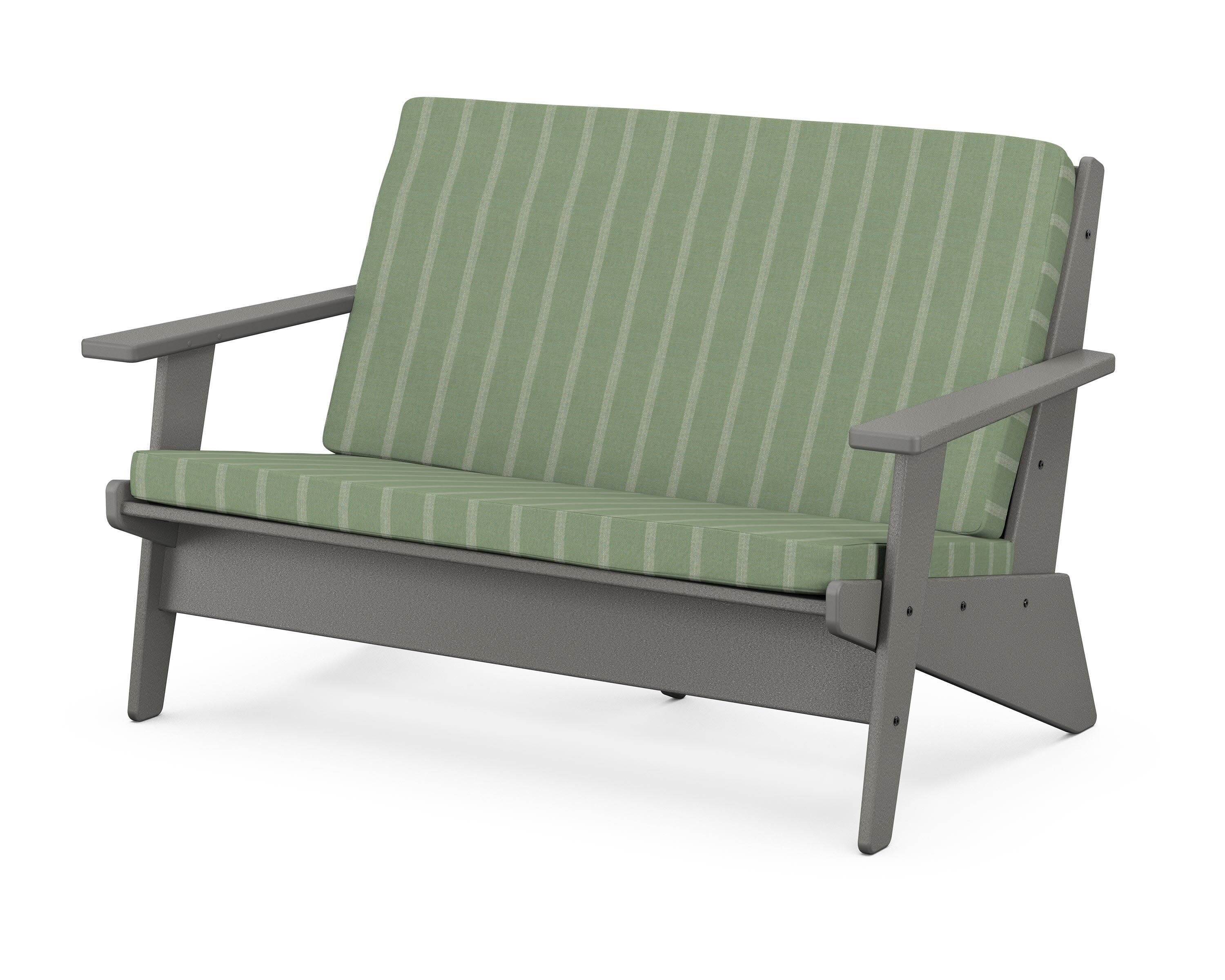 Riviera Modern Lounge Loveseat in Slate Grey / Unwind Rainwashed