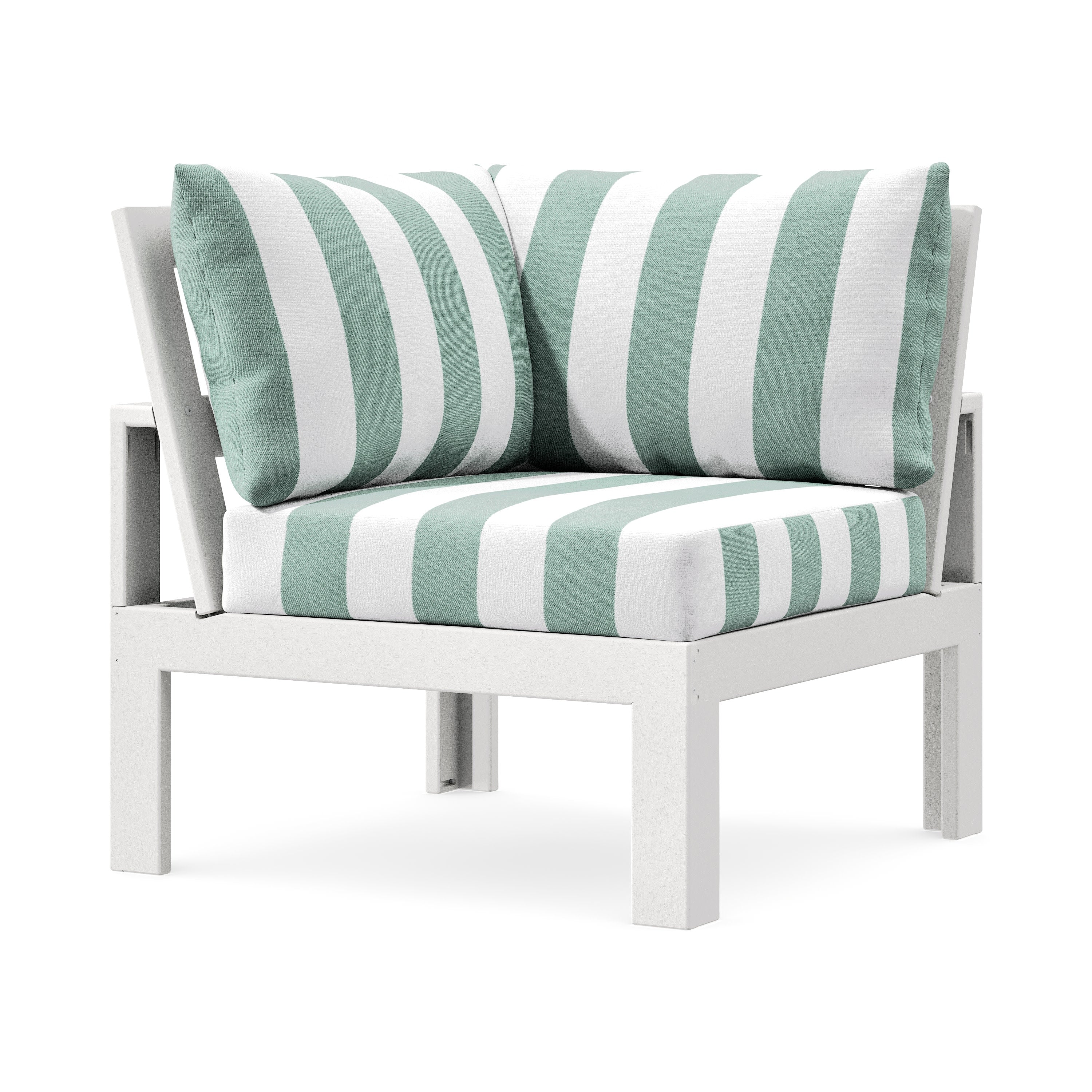 Modular Corner Chair in White / Cabana Stripe Glacier Spa