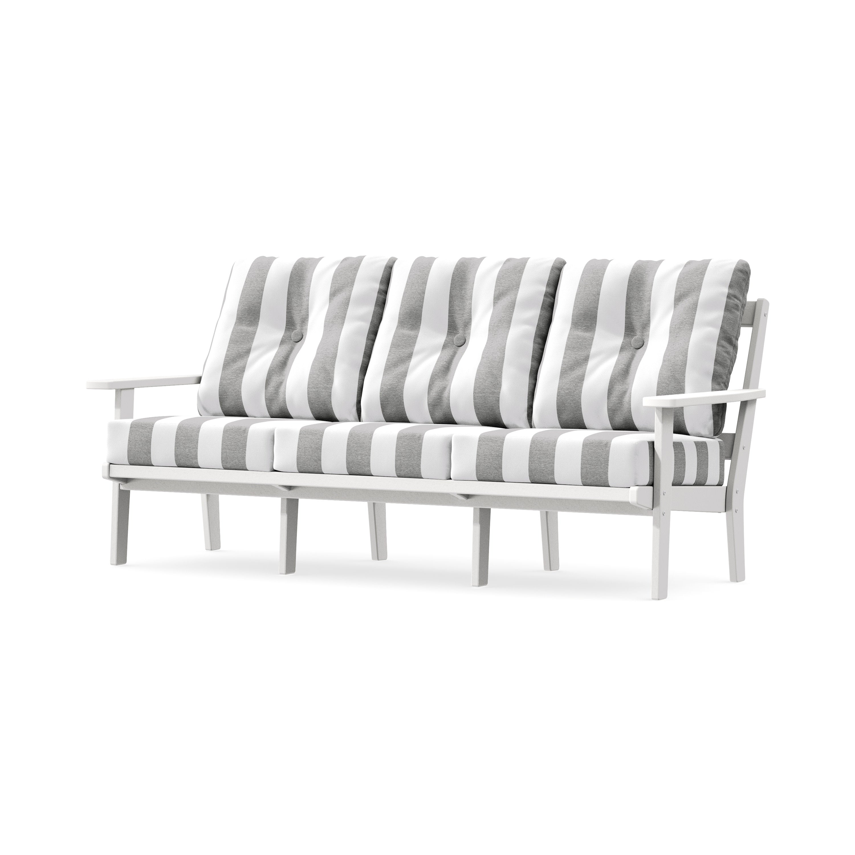PrairieDeep Seating Sofa in White / Cabana Stripe Grey Mist