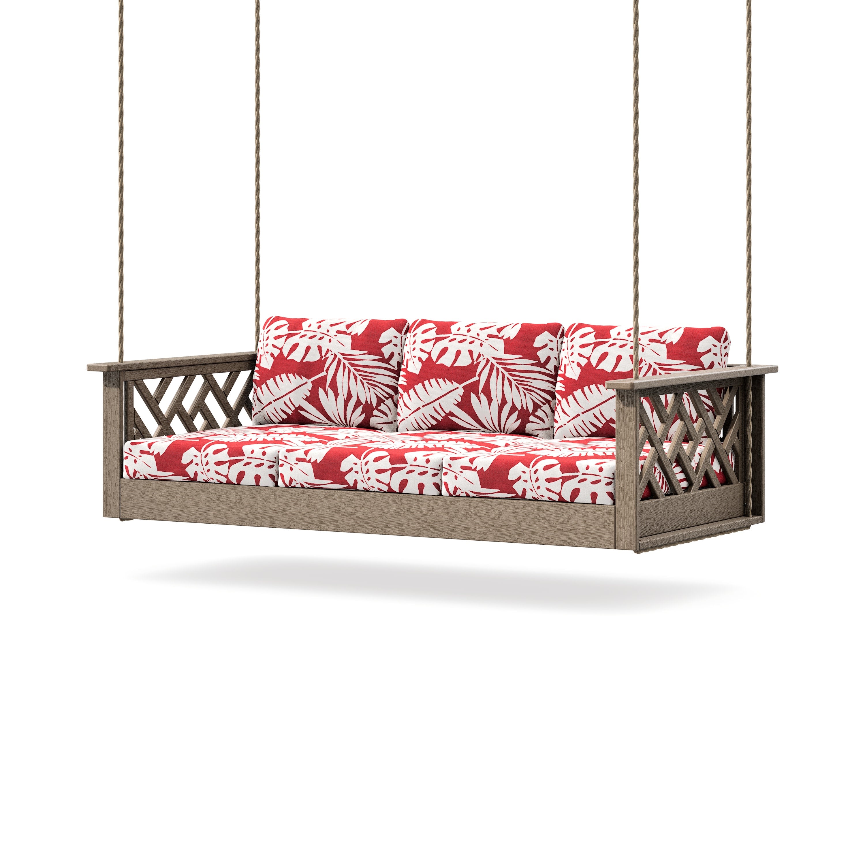 Chippendale Daybed Swing in Vintage Sahara / Leaf Crimson