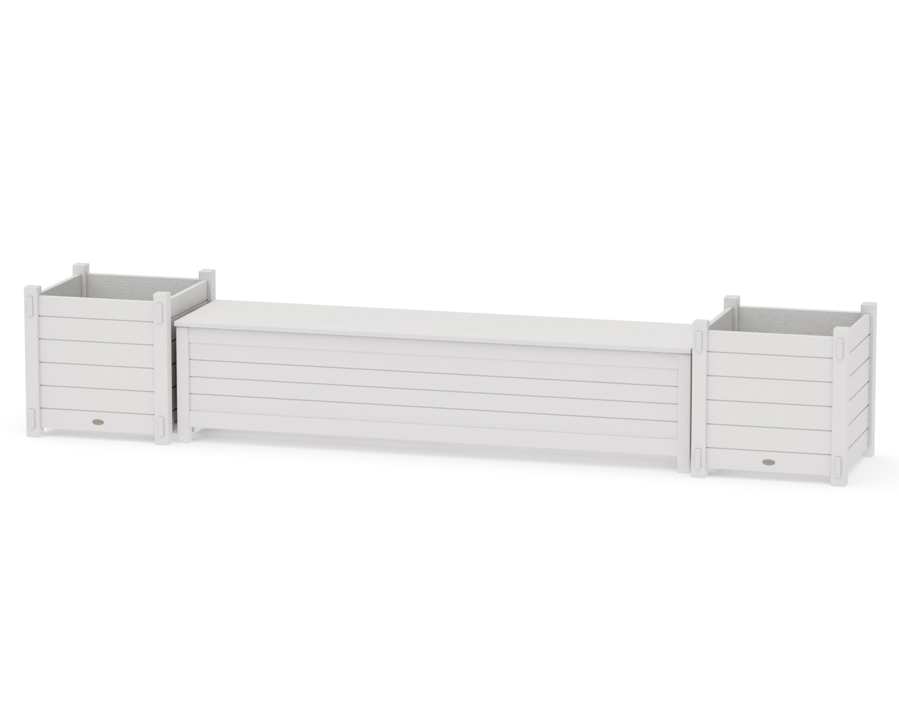 72" Nautical Straight Planter Storage Bench Set- Large in Vintage White