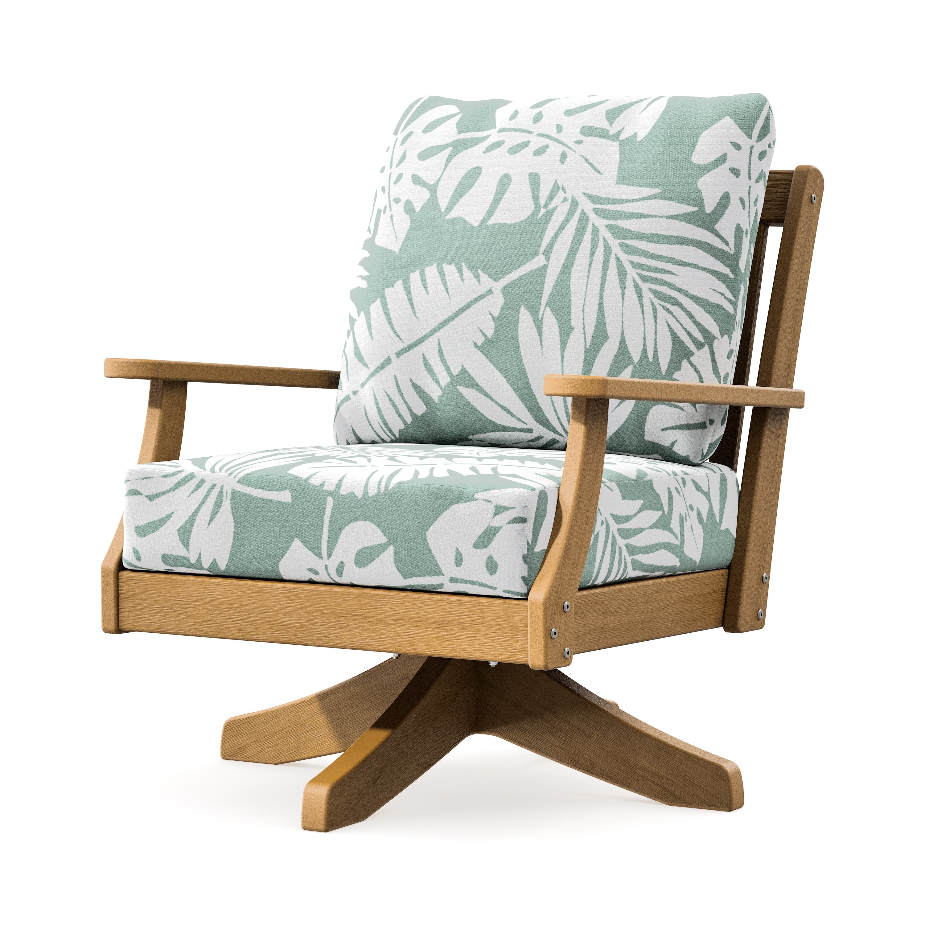 Braxton Deep Seating Swivel Chair in Natural / Leaf Glacier Spa