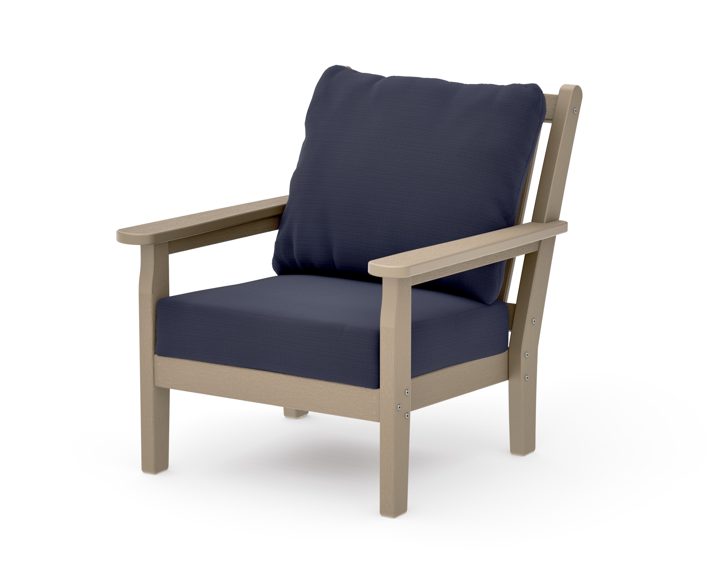 Chippendale Deep Seating Chair in Vintage Sahara / Navy Linen