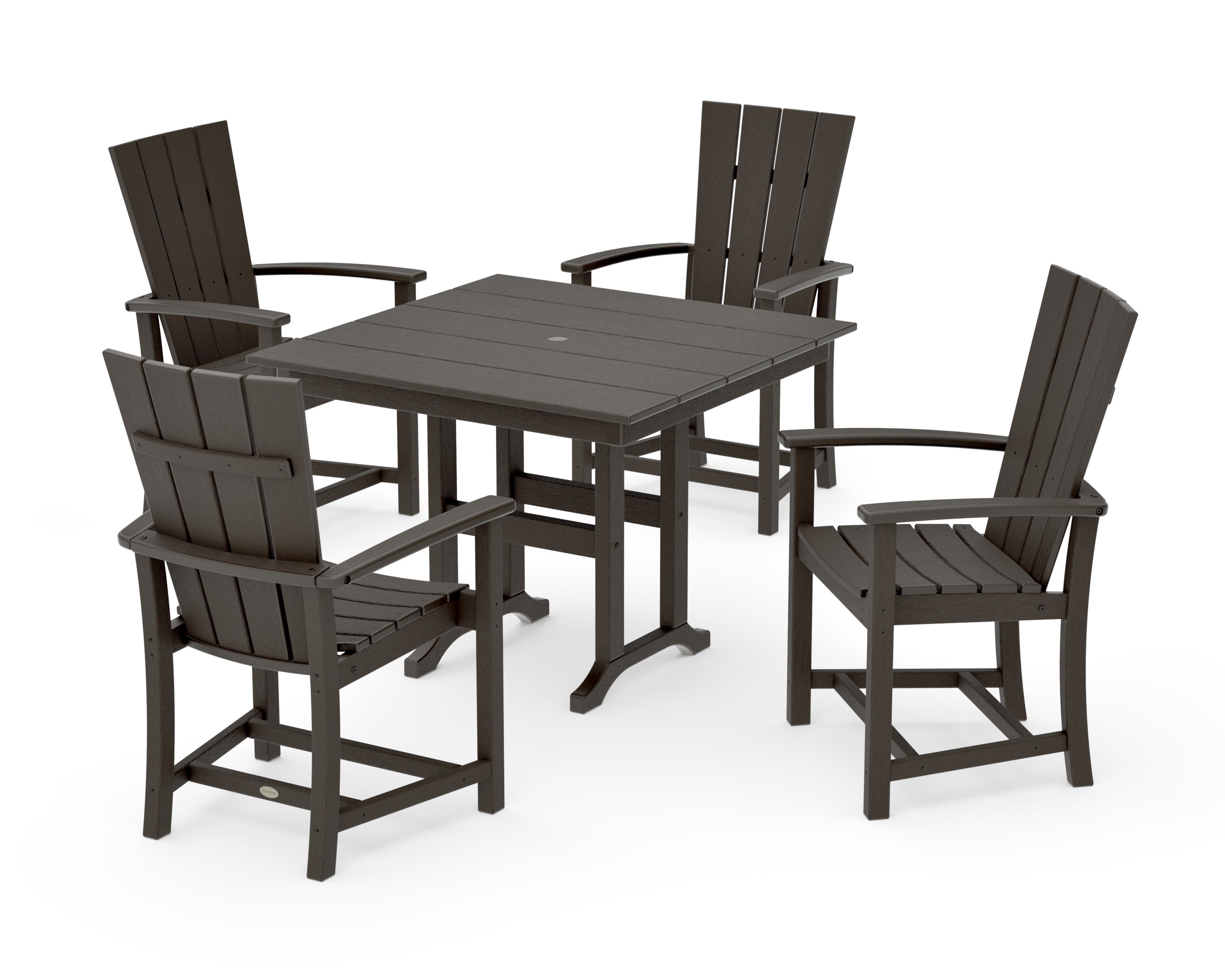 Quattro 5-Piece Farmhouse Dining Set in Vintage Coffee