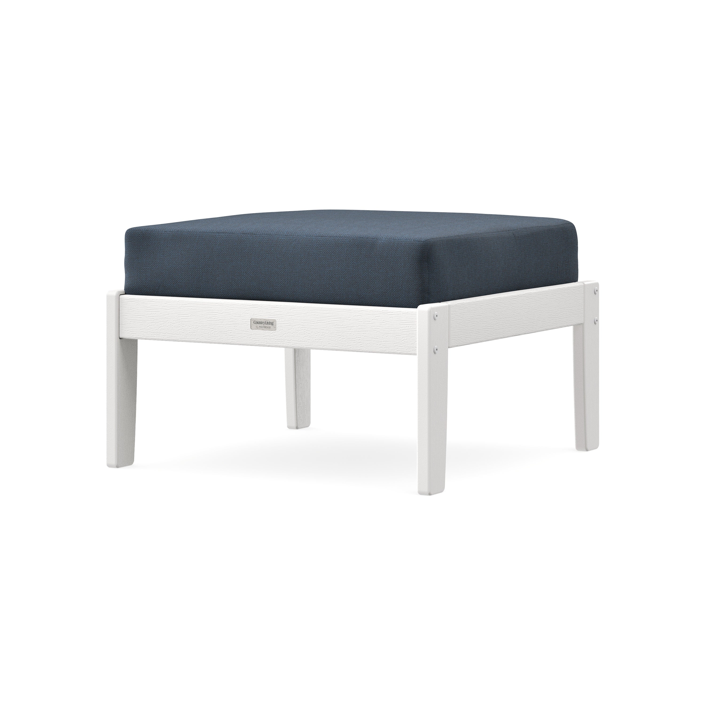 Cottage Deep Seating Ottoman in Vintage White / Marine Indigo
