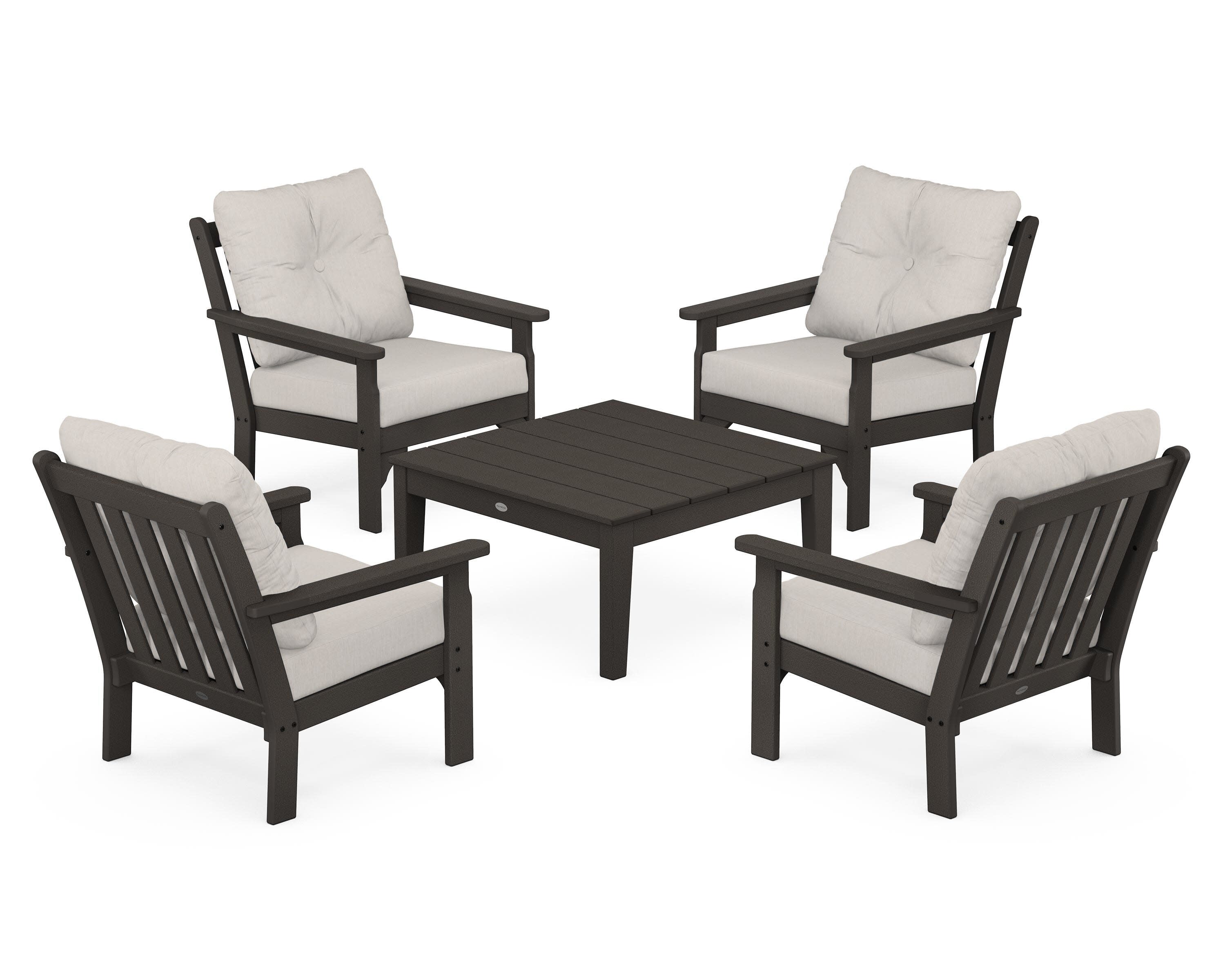 Vineyard 5-Piece Deep Seating Conversation Set in Vintage Coffee / Cast Ash
