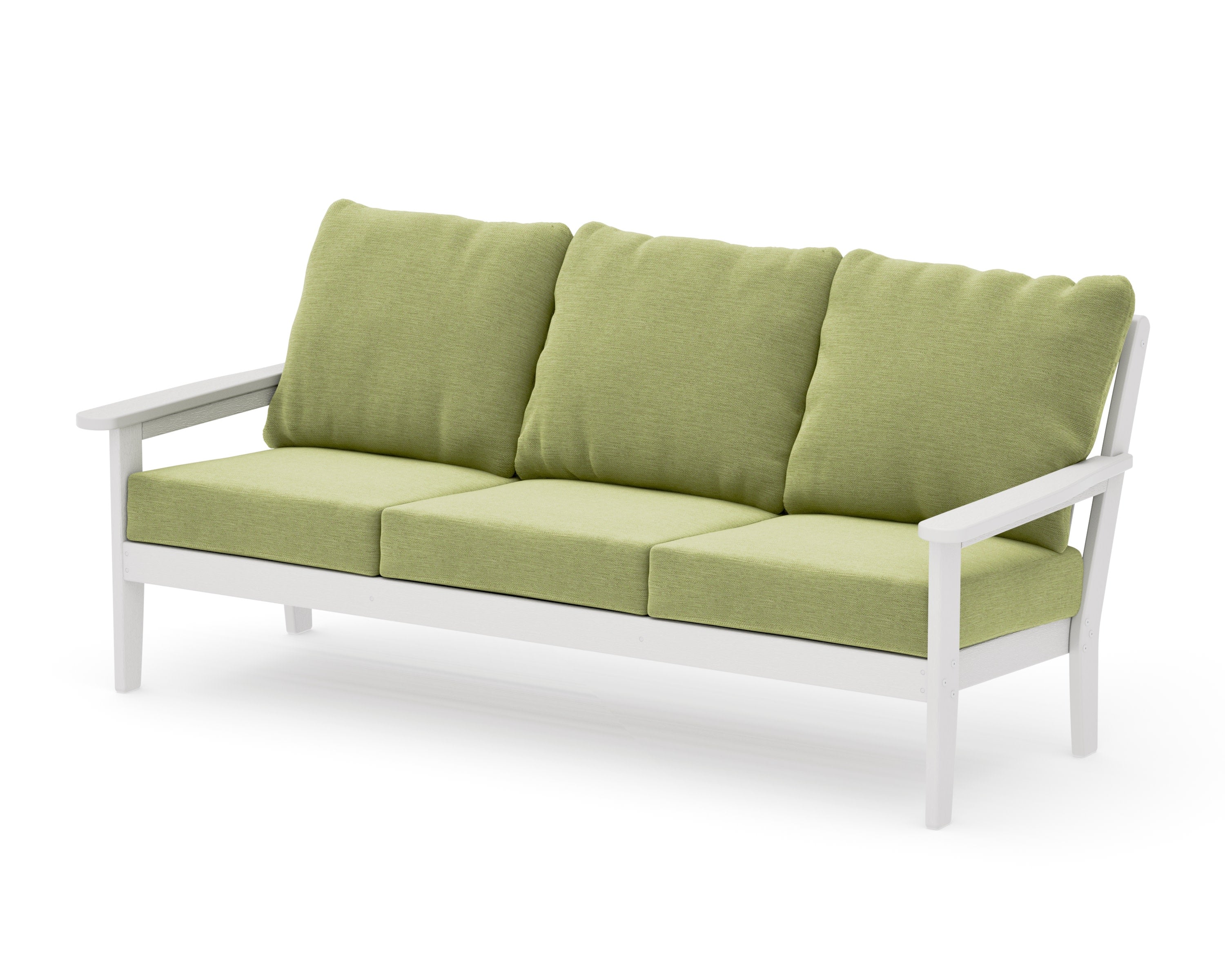 Cottage Deep Seating Sofa in Vintage White / Chartreuse Boucle
