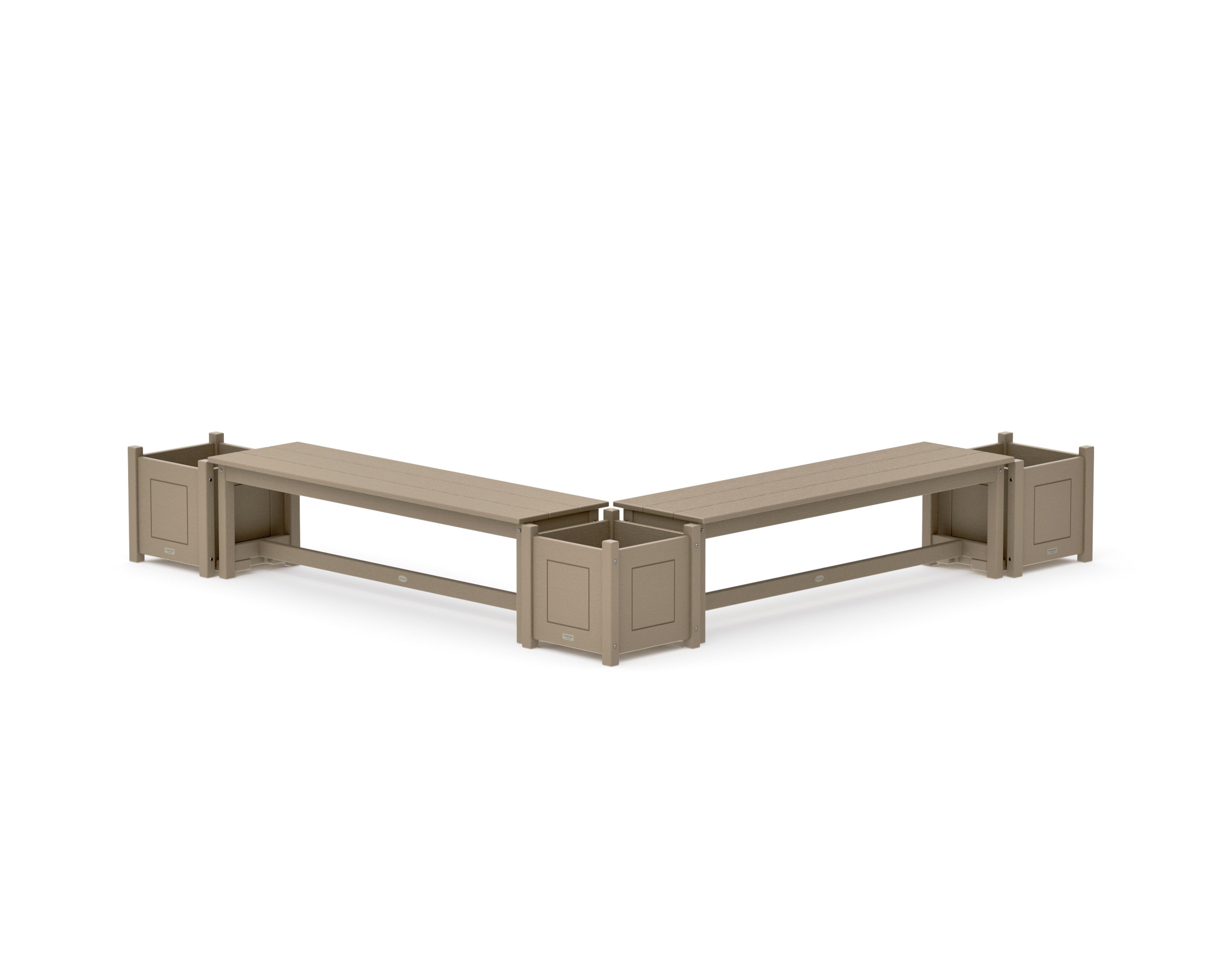 60" Country Living L- Shaped Planter Bench Corner Set in Vintage Sahara