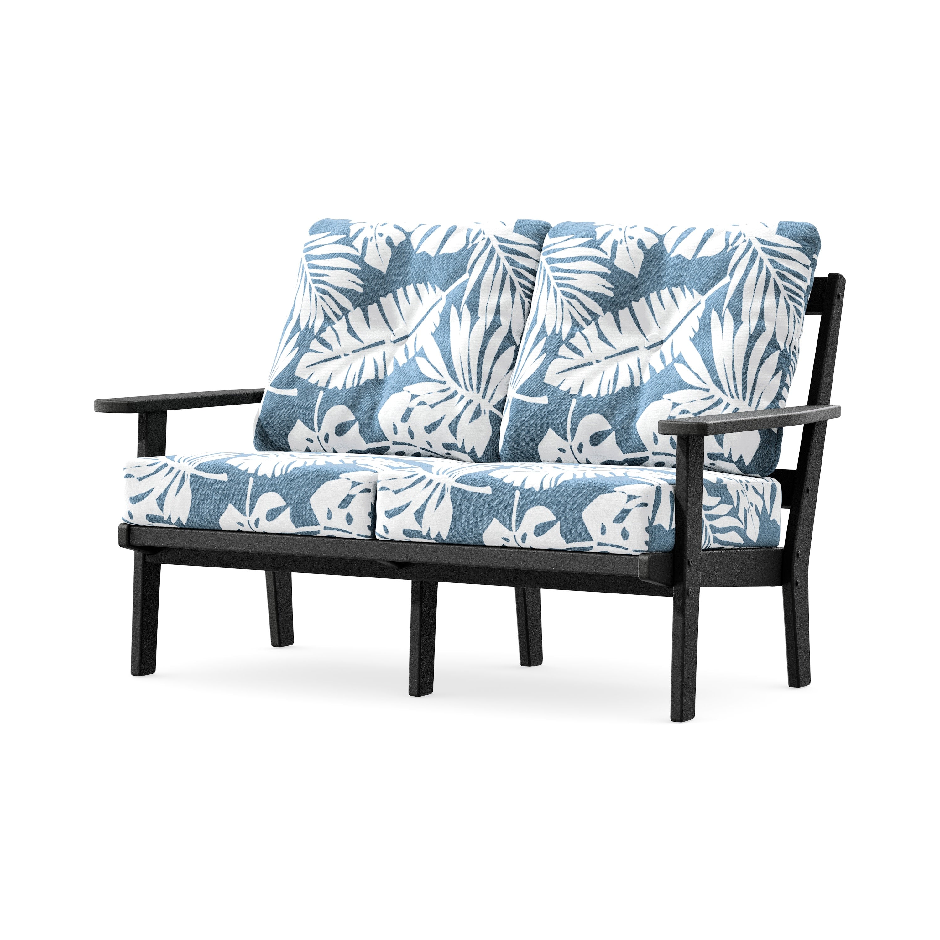 Prairie Deep SeatingLoveseat in Black / Leaf Sky Blue
