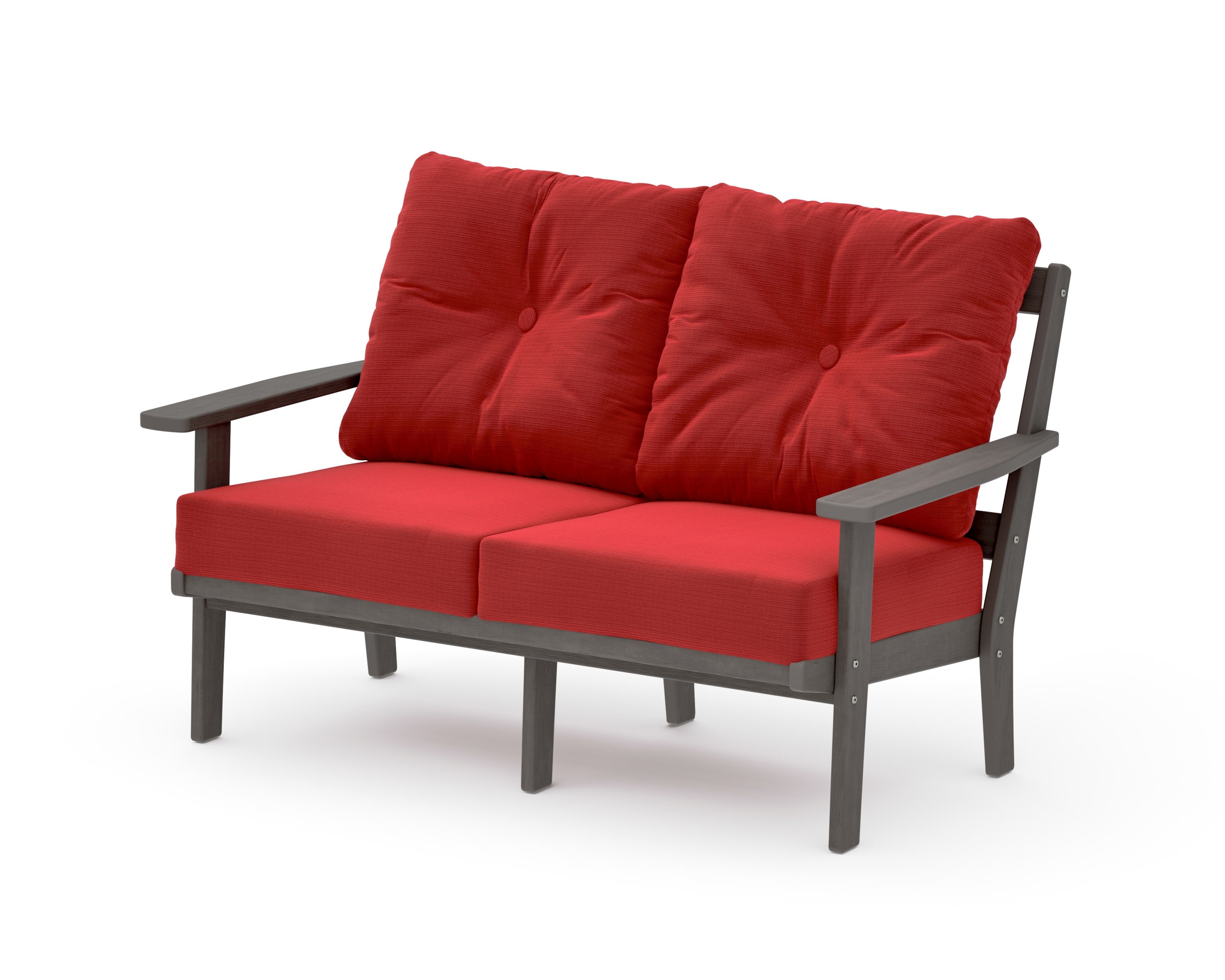 Oxford Deep SeatingLoveseat in Driftwood / Crimson Linen