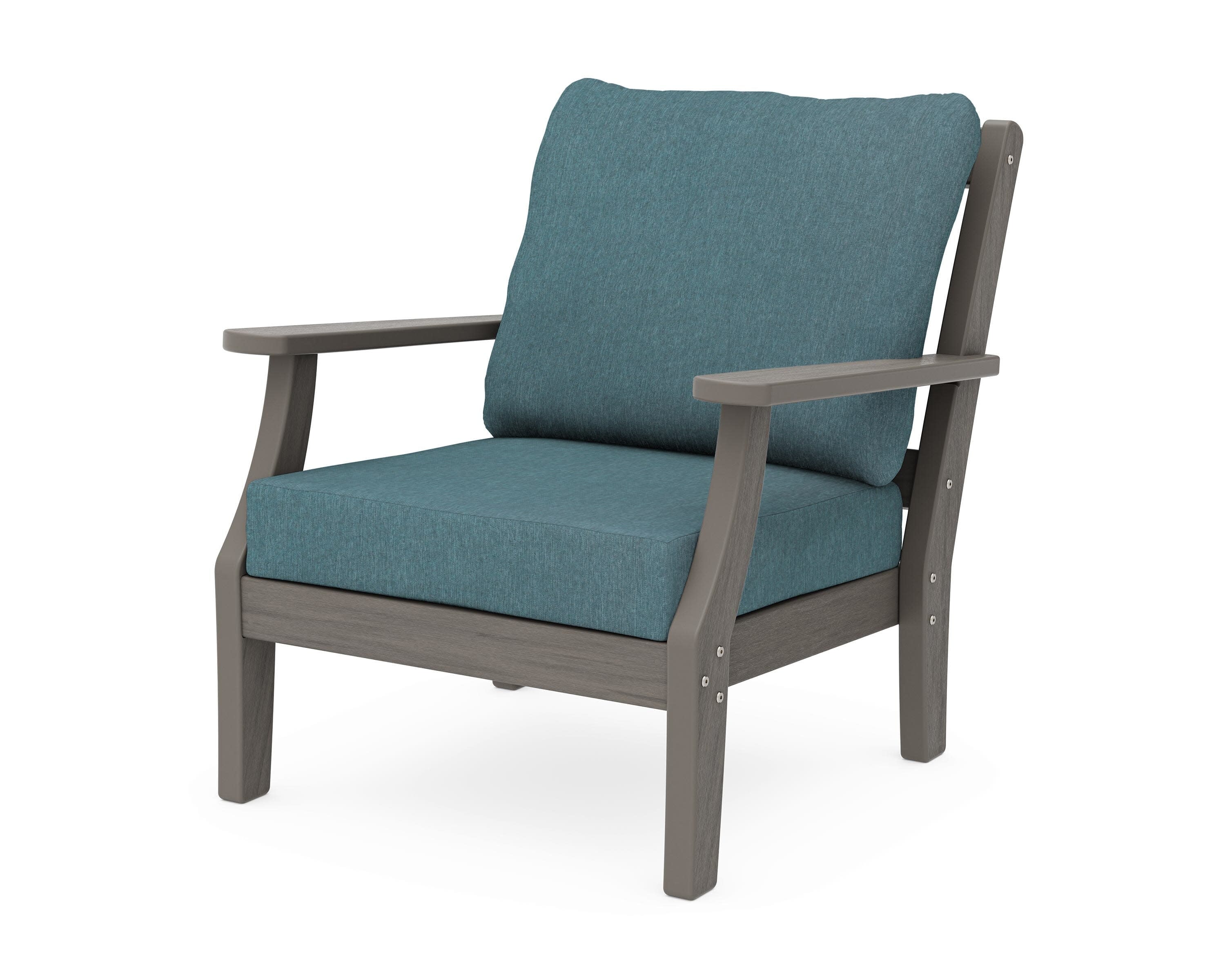 Chinoiserie Deep Seating Chair in Driftwood / Ocean Teal