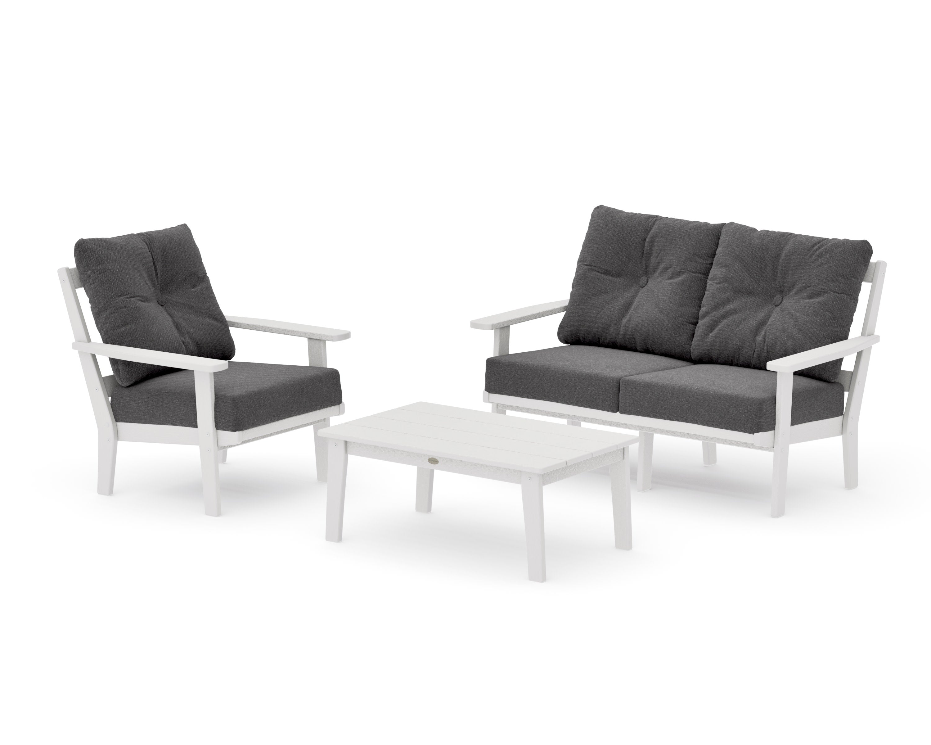 Oxford 3-Piece Deep Seating Set with Loveseat in Vintage White / Ash Charcoal