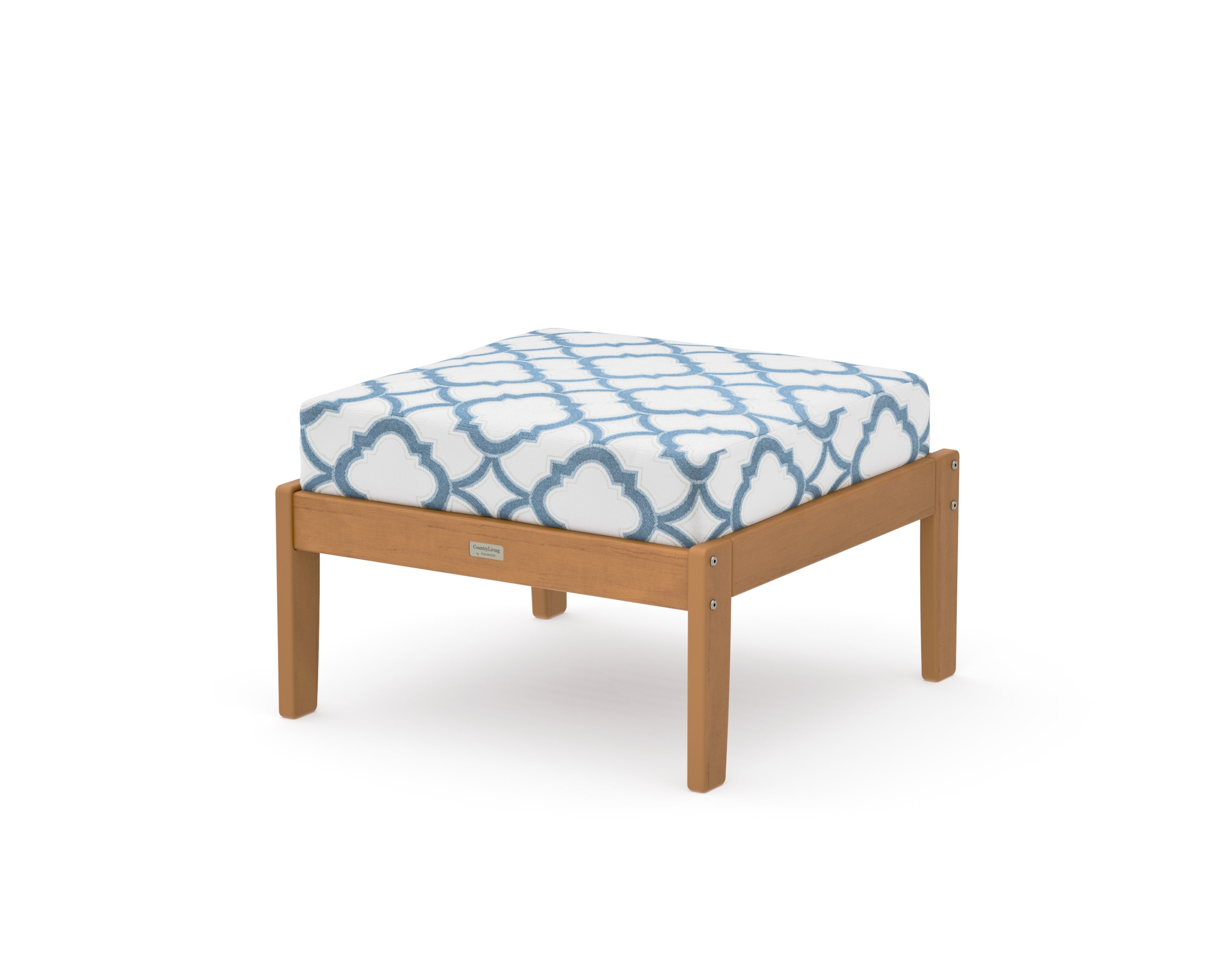 Cottage Deep Seating Ottoman in Natural / Trellis Sky Blue