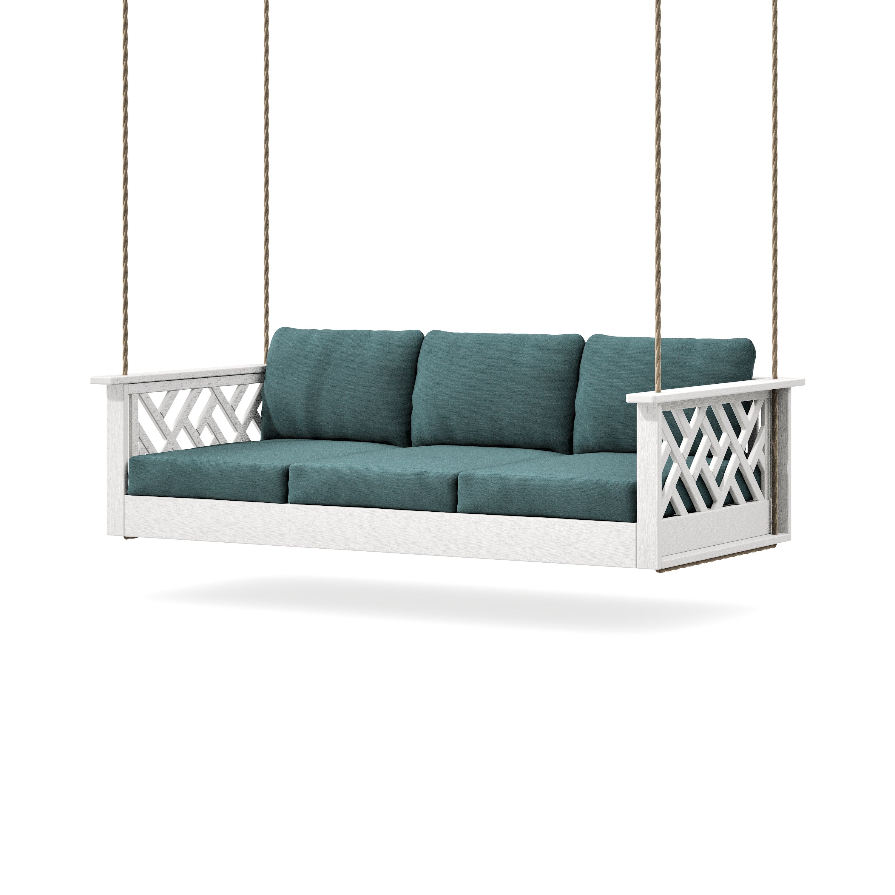 Chippendale Daybed Swing in Vintage White / Ocean Teal