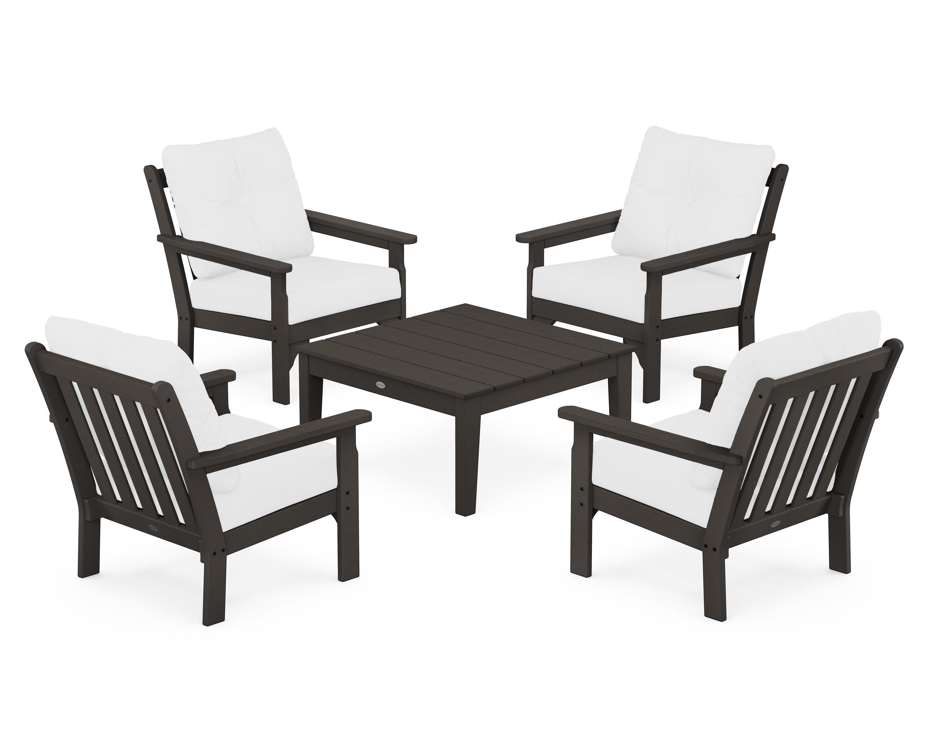 Vineyard 5-Piece Deep Seating Conversation Set in Vintage Coffee / Natural