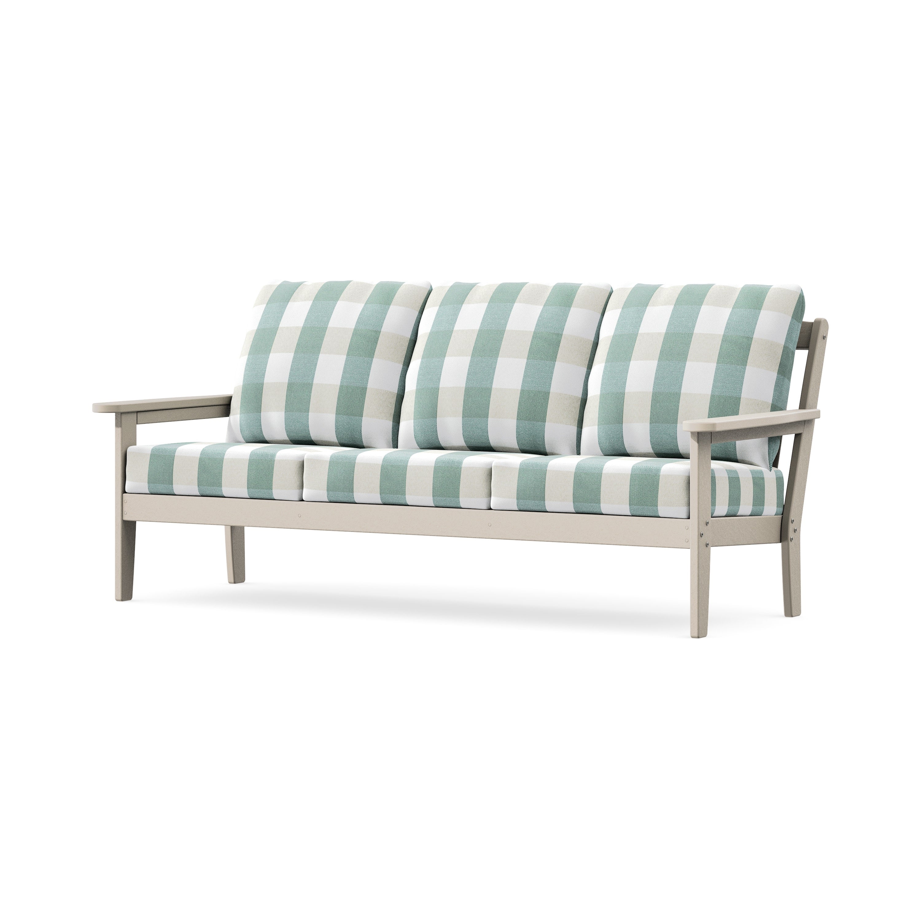 Cottage Deep Seating Sofa in Sand / Buffalo Plaid Glacier Spa