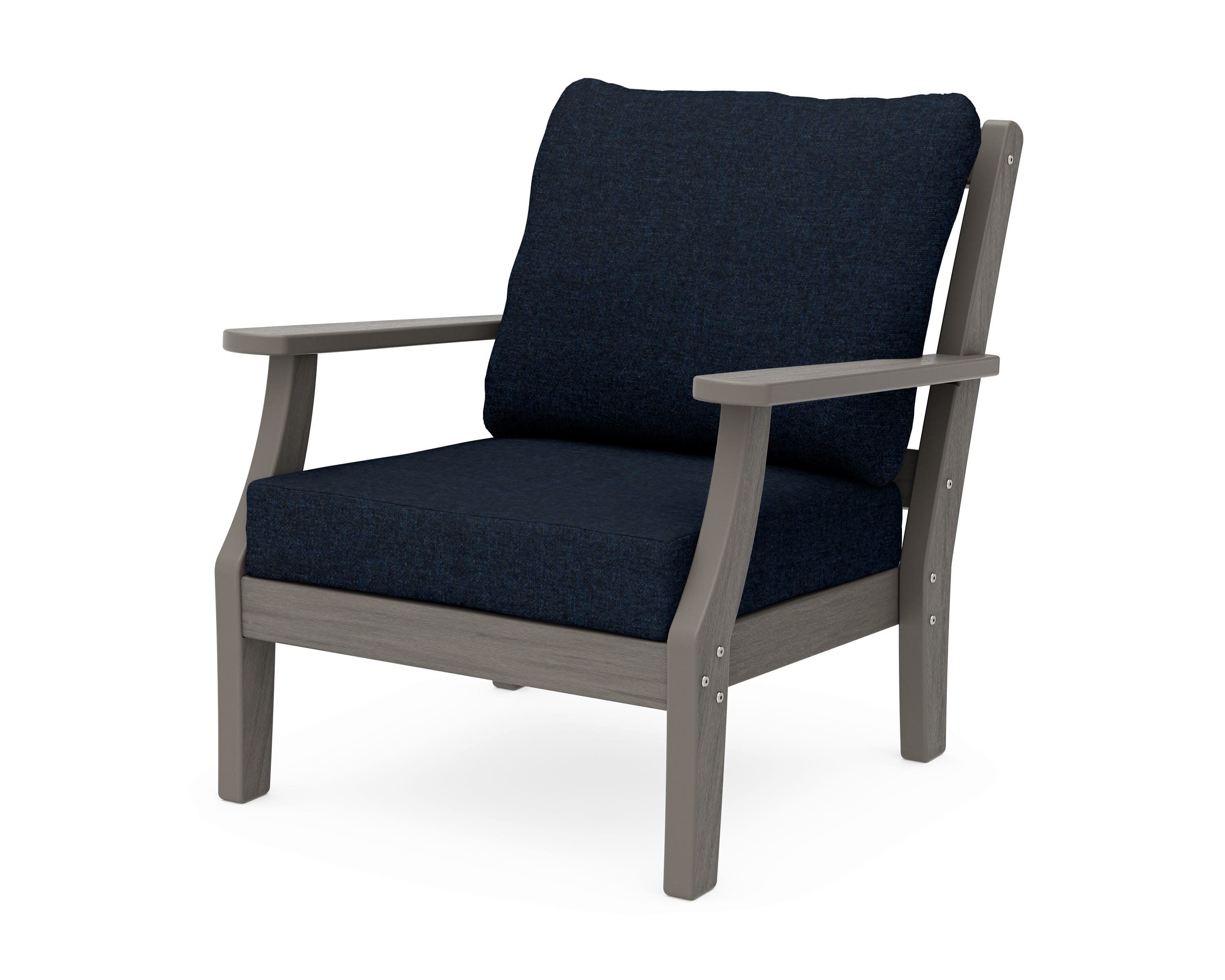 Chinoiserie Deep Seating Chair in Driftwood / Marine Indigo