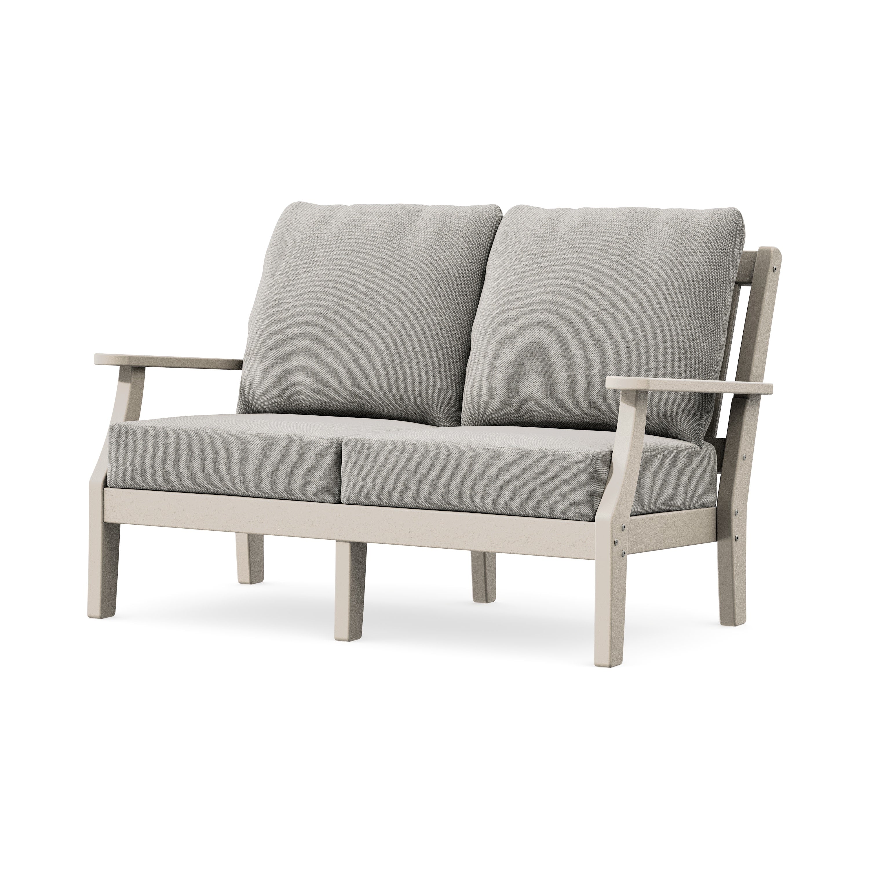 Chinoiserie Deep Seating Loveseat in Sand / Weathered Tweed