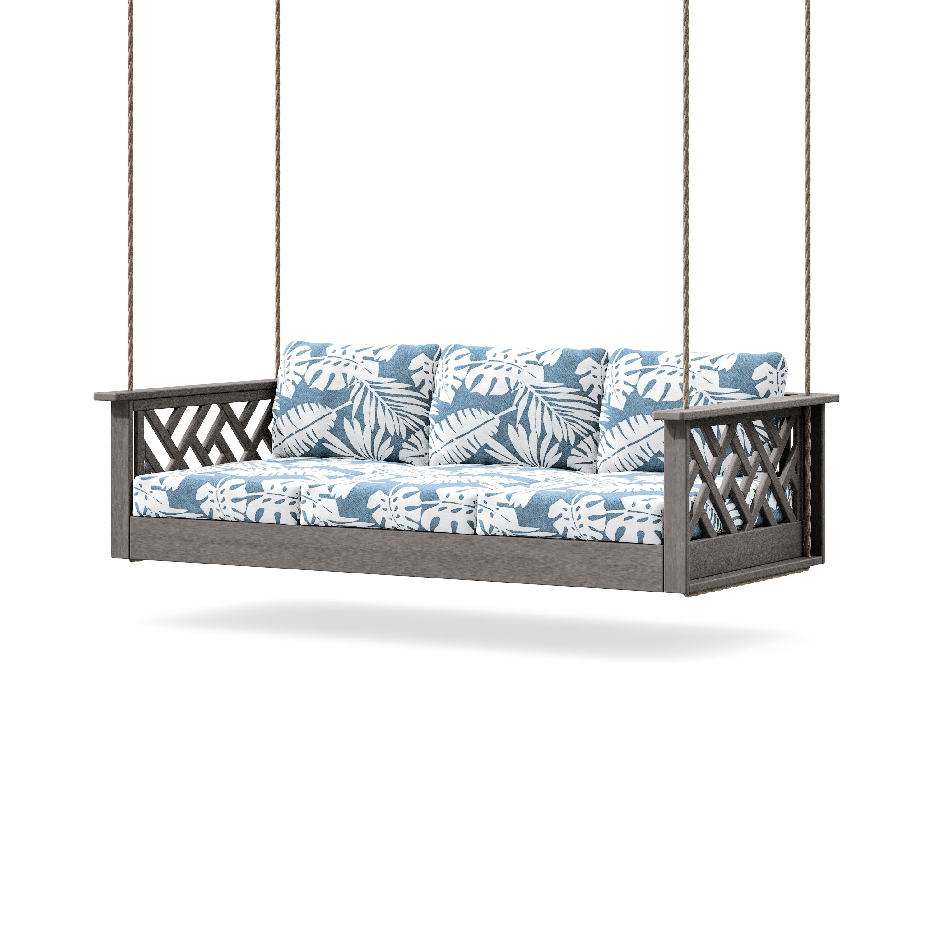 Chippendale Daybed Swing in Driftwood / Leaf Sky Blue