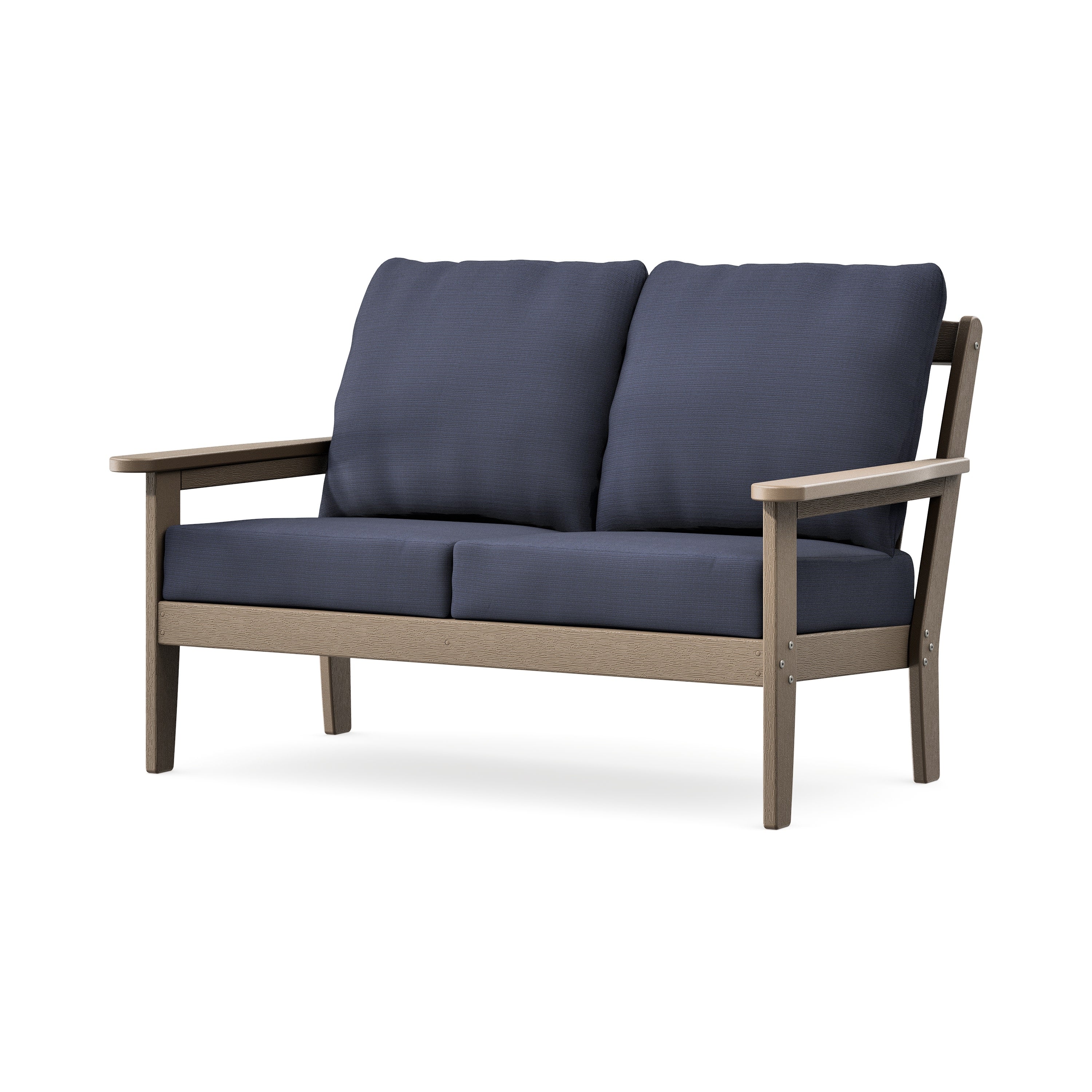 Cottage Deep Seating Loveseat in Vintage Sahara / Navy Linen
