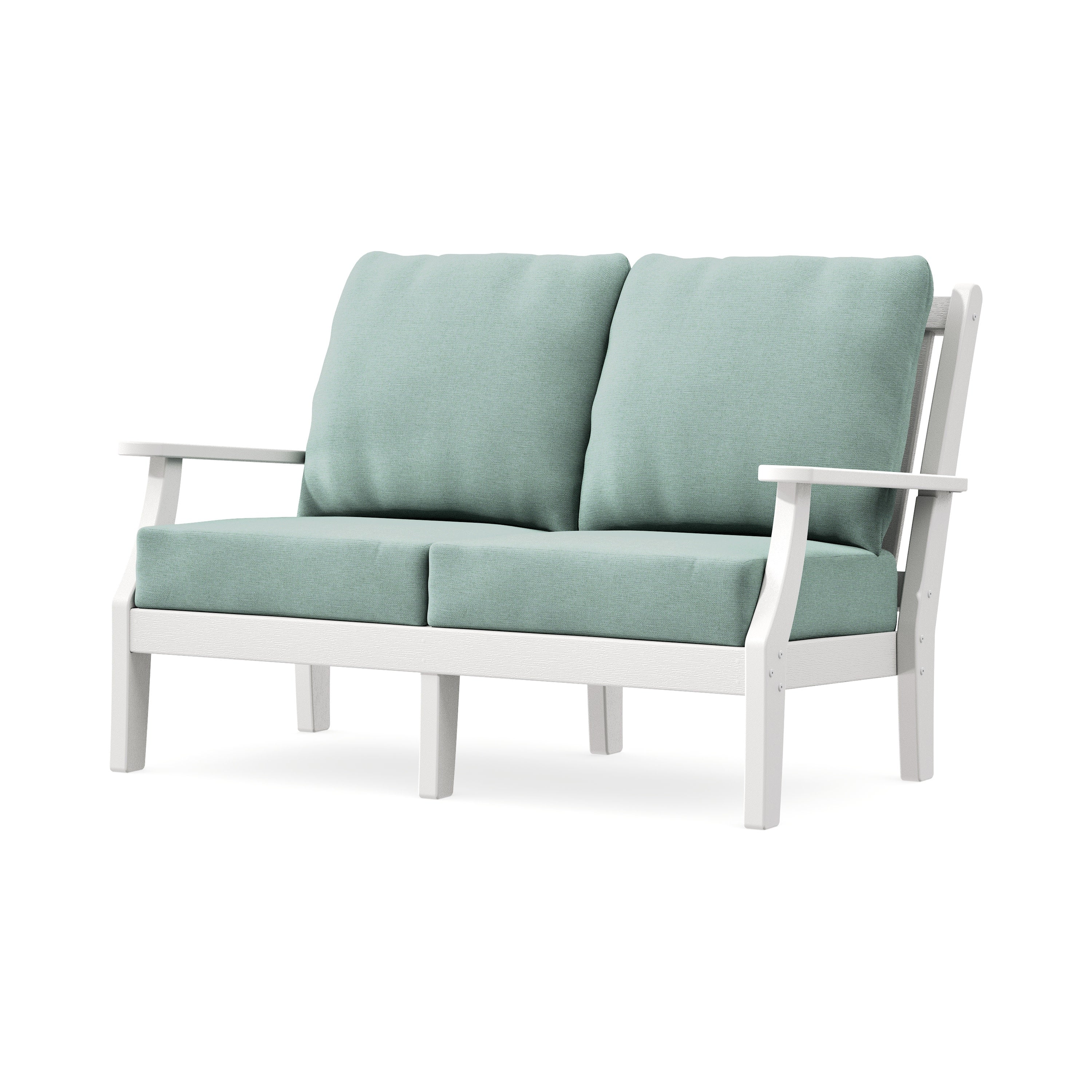 Wovendale Deep Seating Loveseat in Vintage White / Glacier Spa