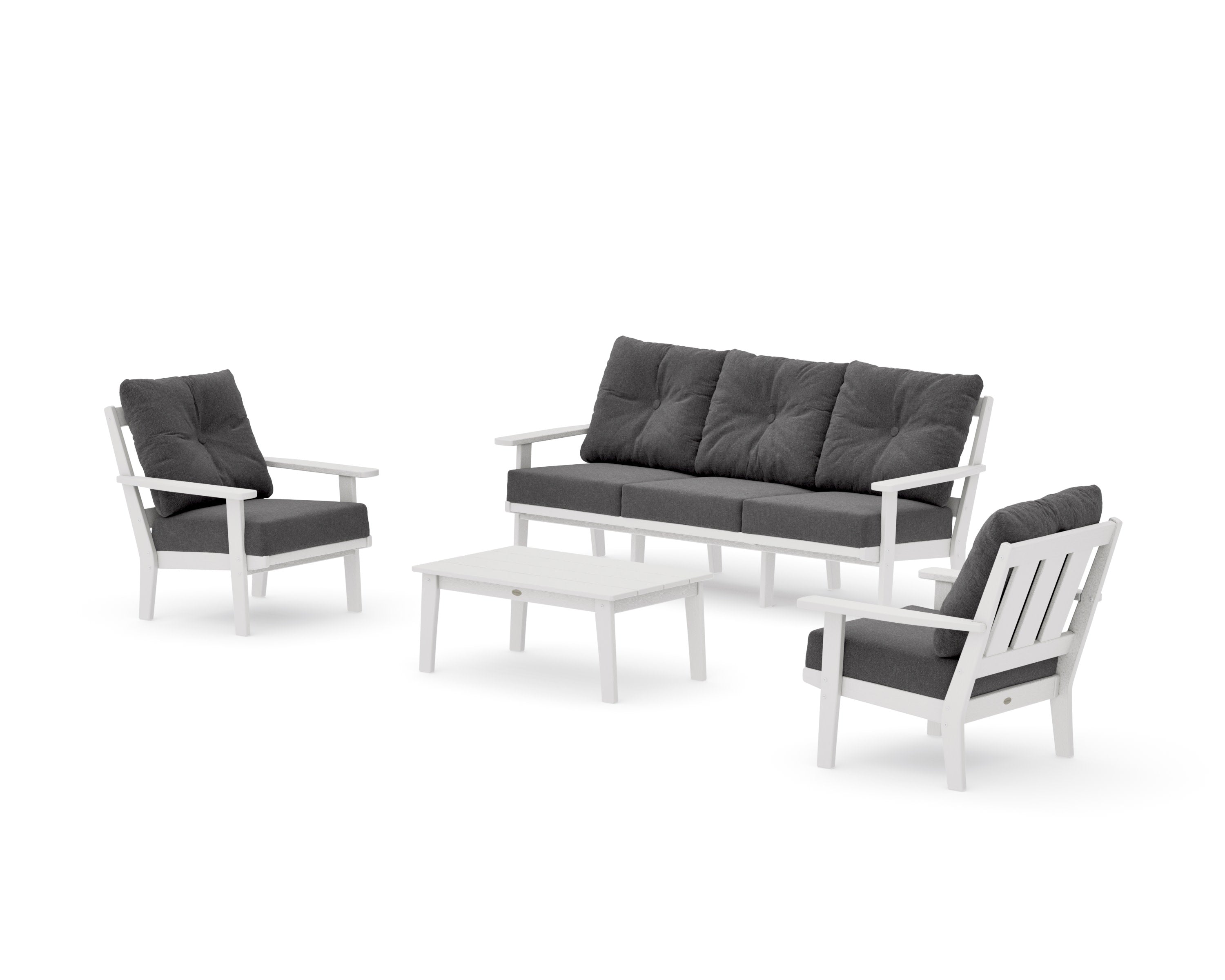 Oxford 4-Piece Deep Seating Set with Sofa in Vintage White / Ash Charcoal