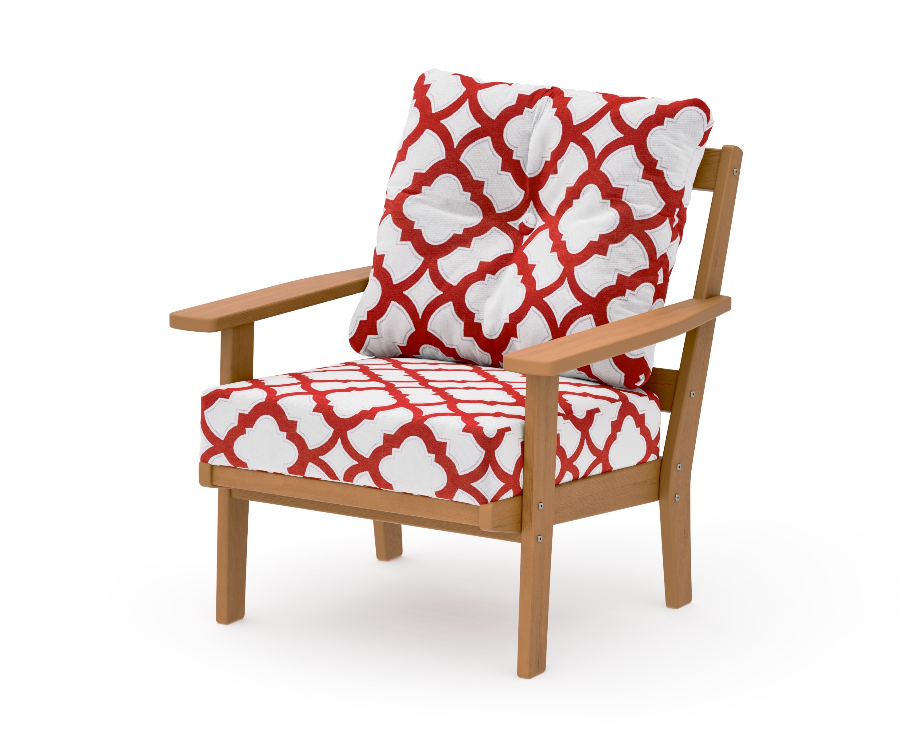 Oxford Deep Seating Chair in Natural / Trellis Crimson
