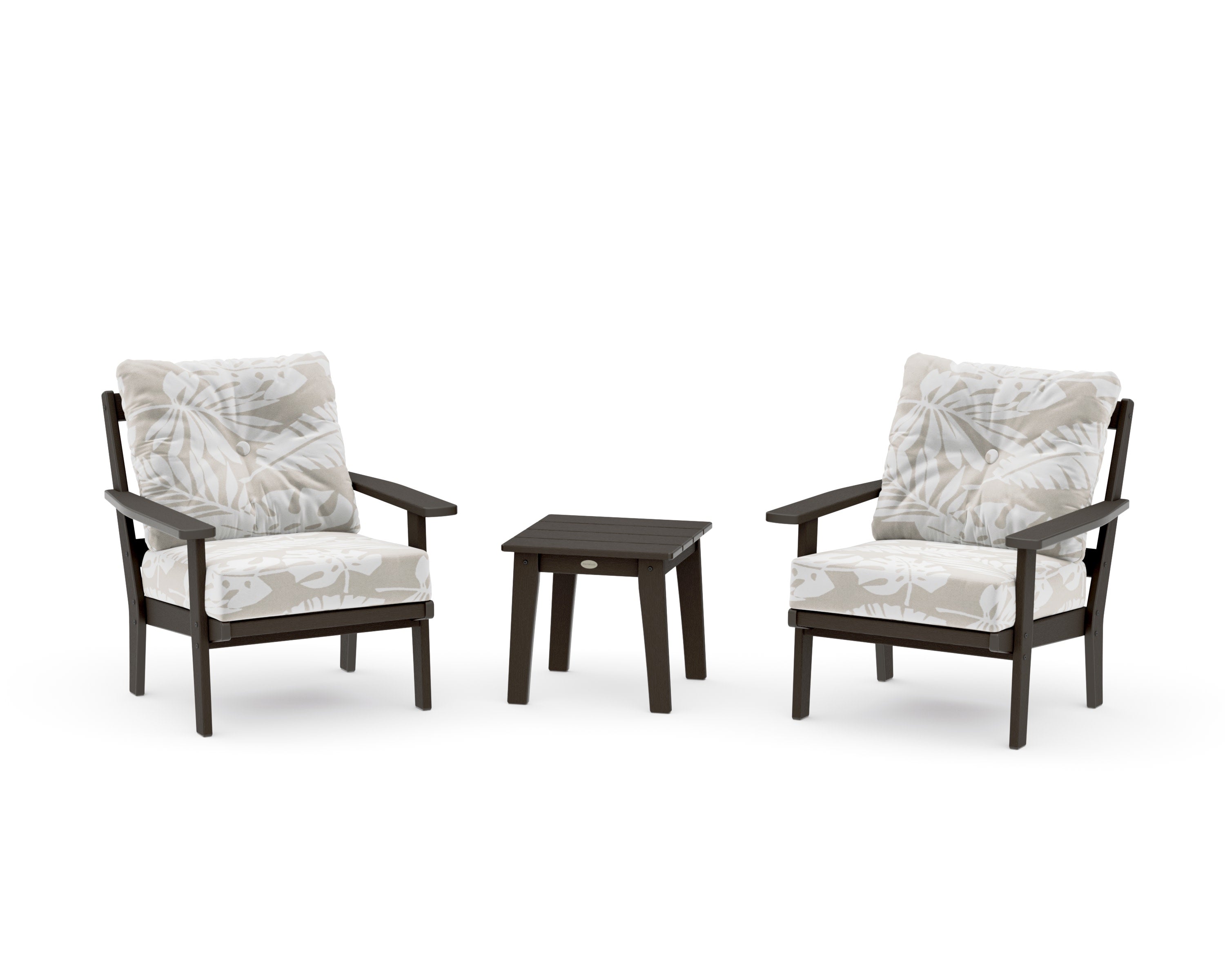 Prairie 3-Piece Deep Seating Set in Vintage Coffee / Leaf Dune Burlap