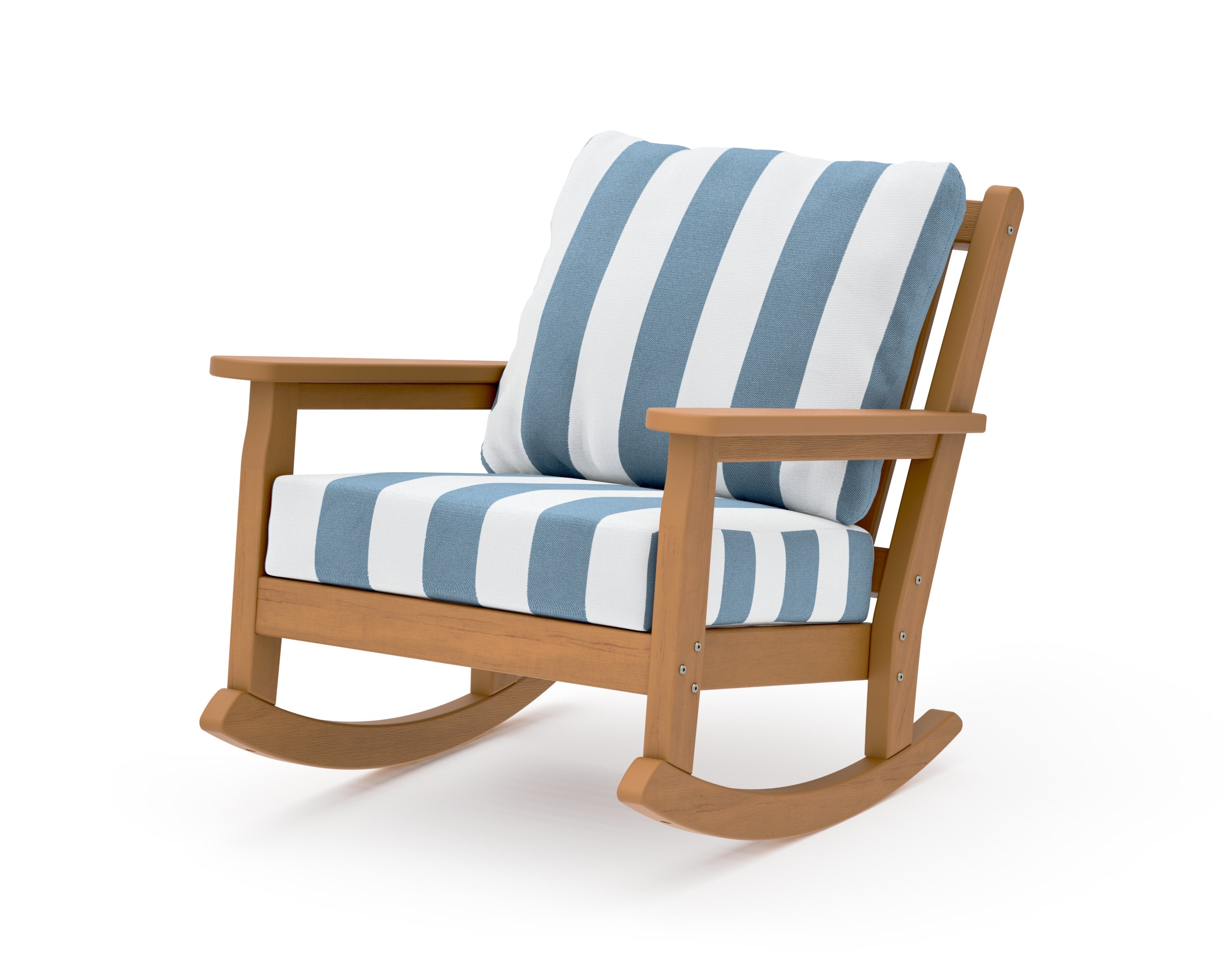 Chippendale Deep Seating Rocking Chair in Natural / Cabana Stripe Sky Blue
