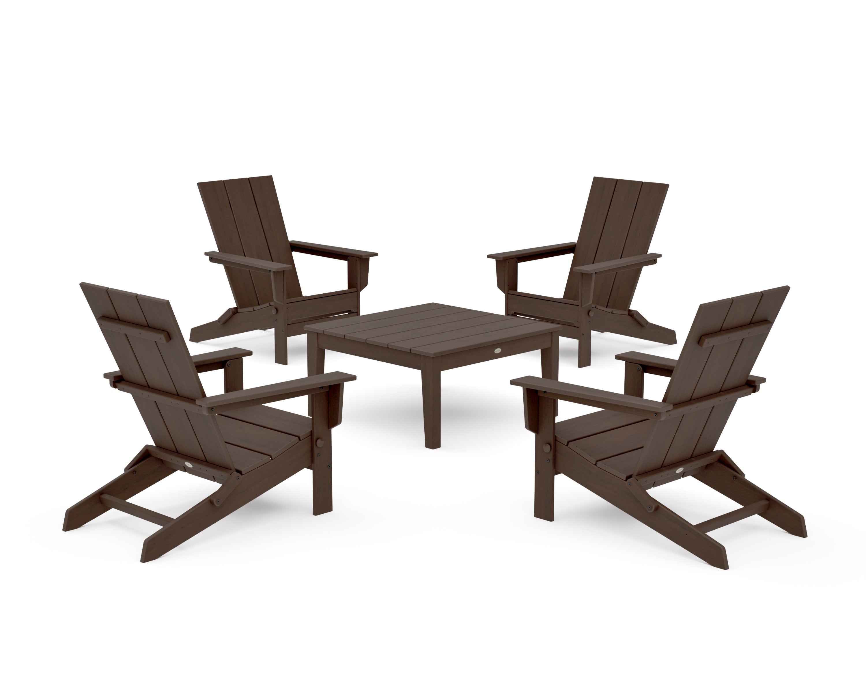 5-Piece Modern Studio Folding Adirondack Chair Conversation Group in Kona