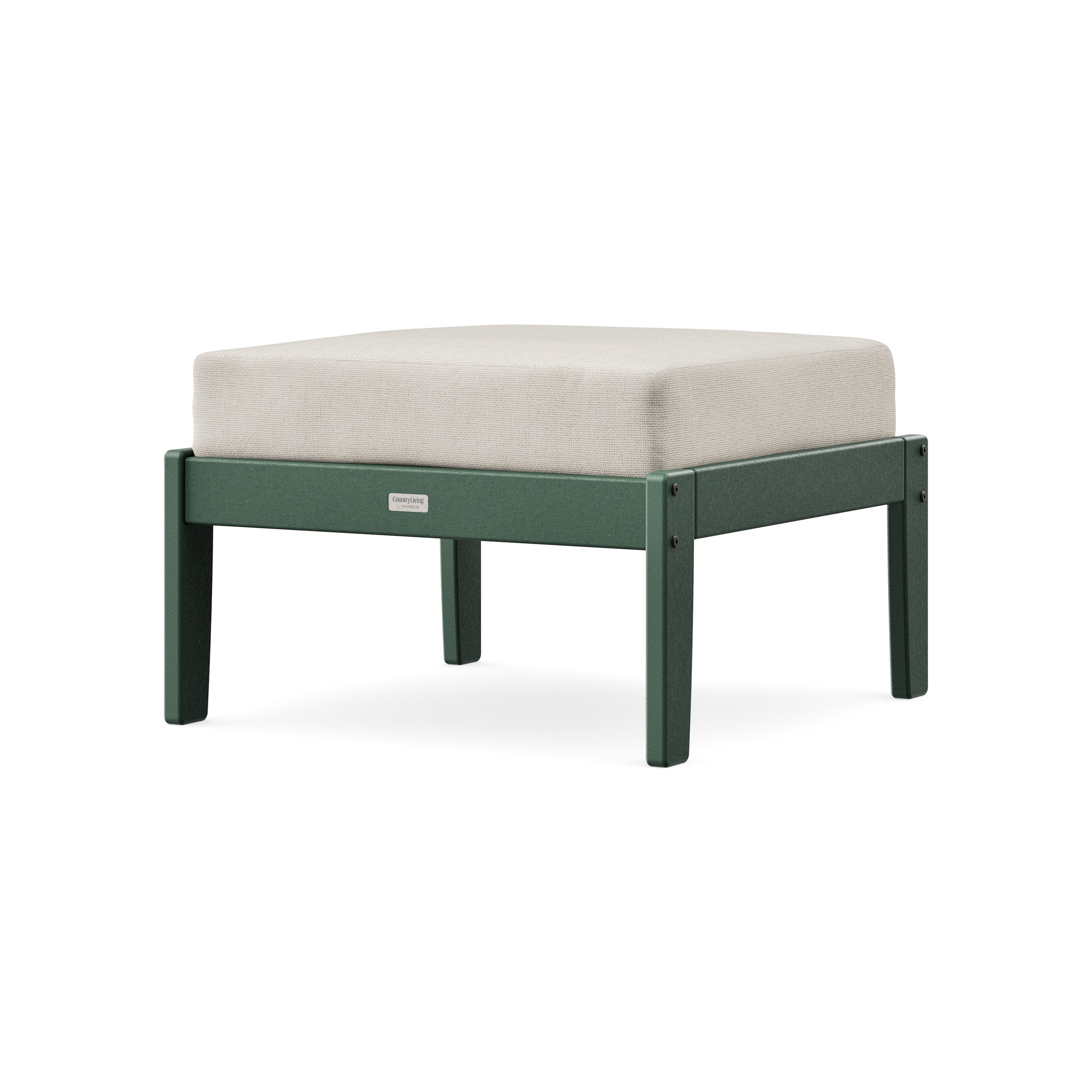 Cottage Deep Seating Ottoman in Green / Dune Burlap