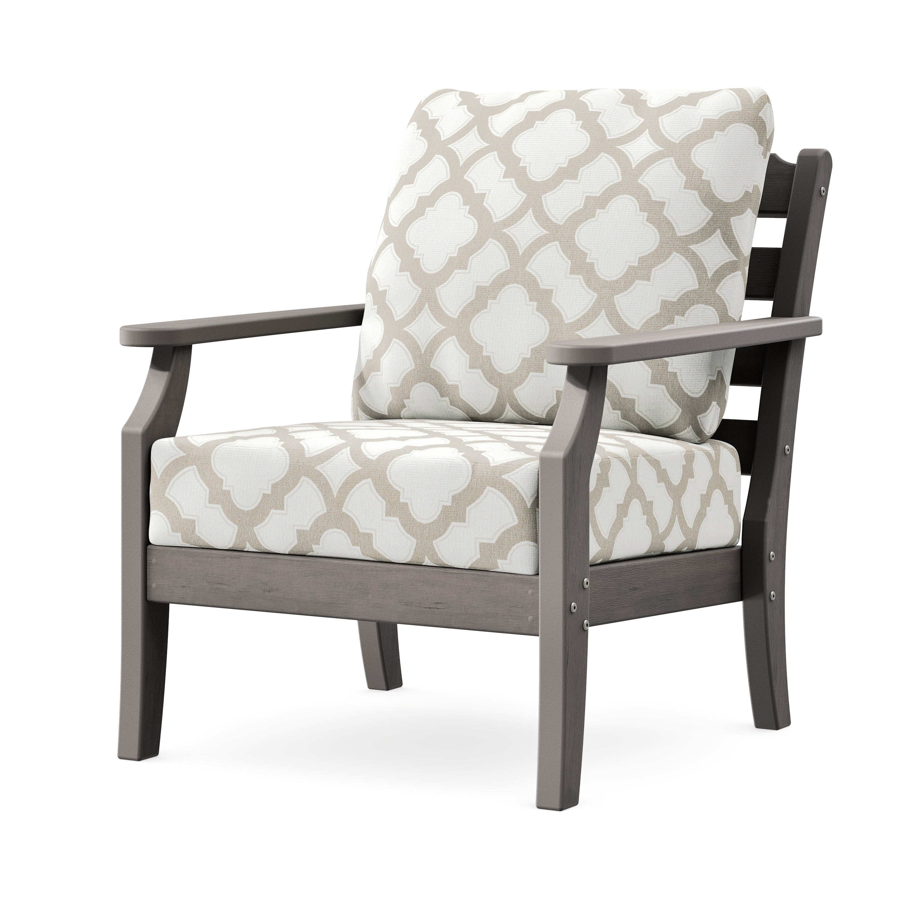Savannah Deep Seating Chair in Driftwood / Trellis Dune Burlap