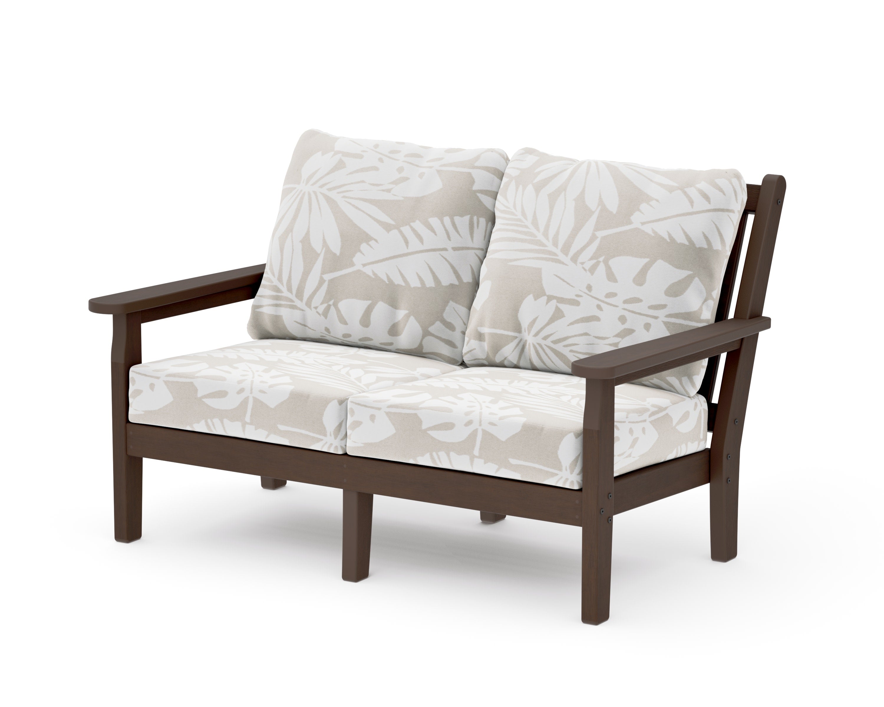 Chippendale Deep Seating Loveseat in Kona / Leaf Dune Burlap