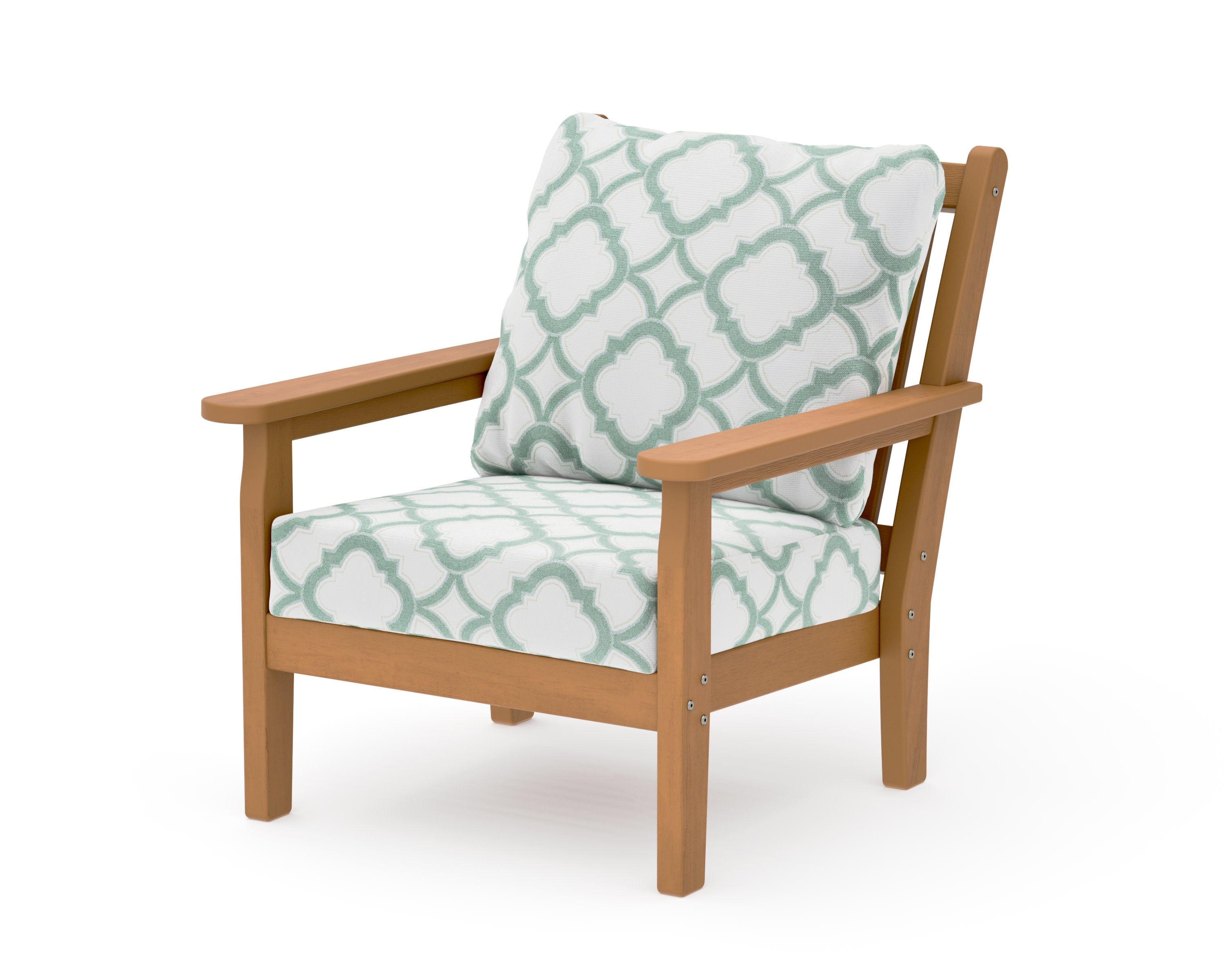 Chippendale Deep Seating Chair in Natural / Trellis Glacier Spa