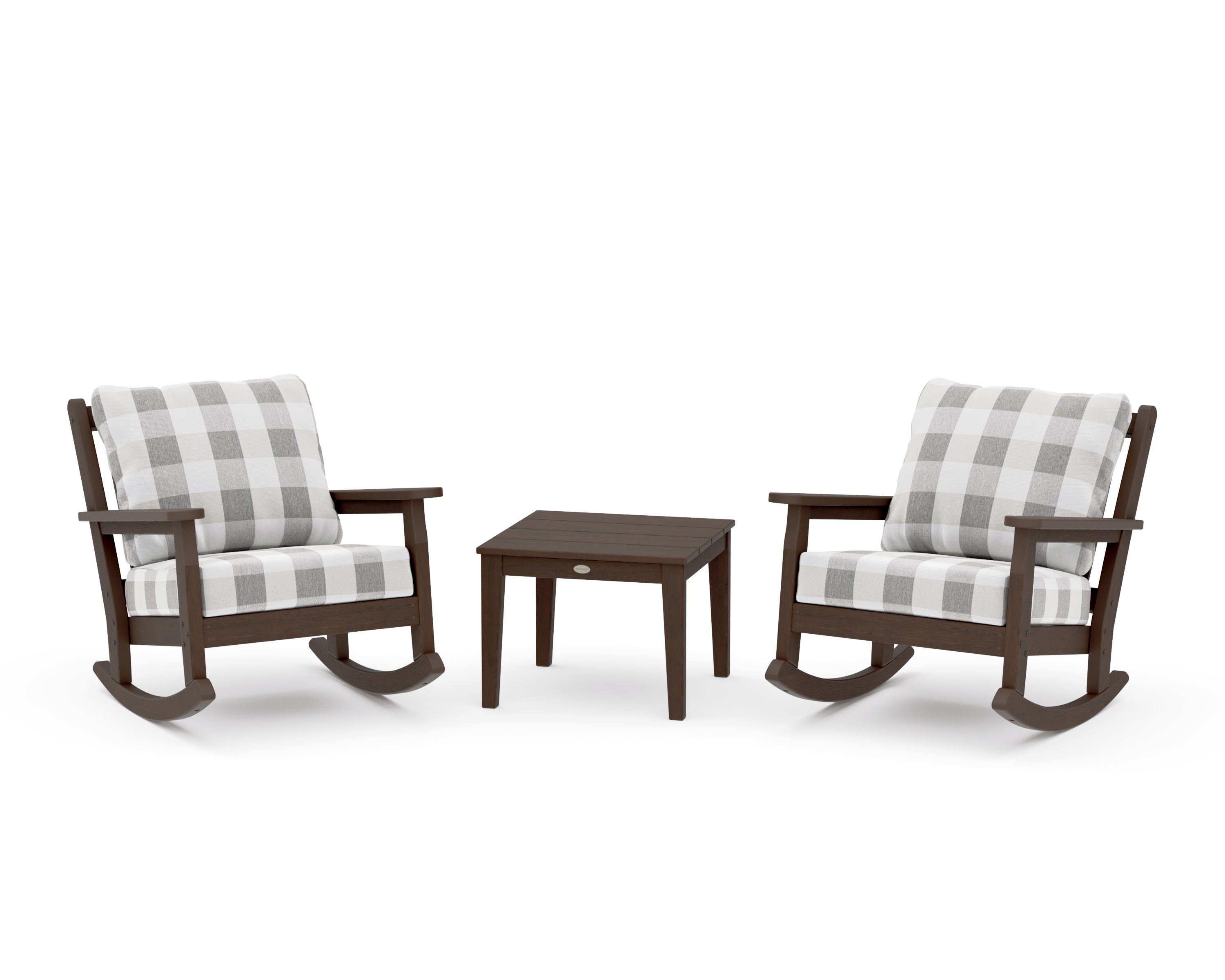 Chippendale 3-Piece Deep Seating Rocker Set in Kona / Buffalo Plaid Grey Mist