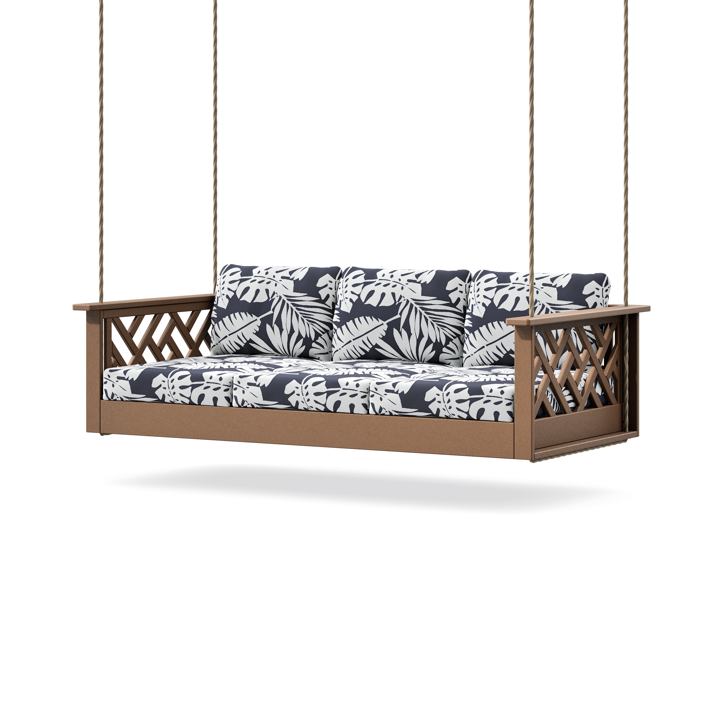 Chippendale Daybed Swing in Teak / Leaf Navy