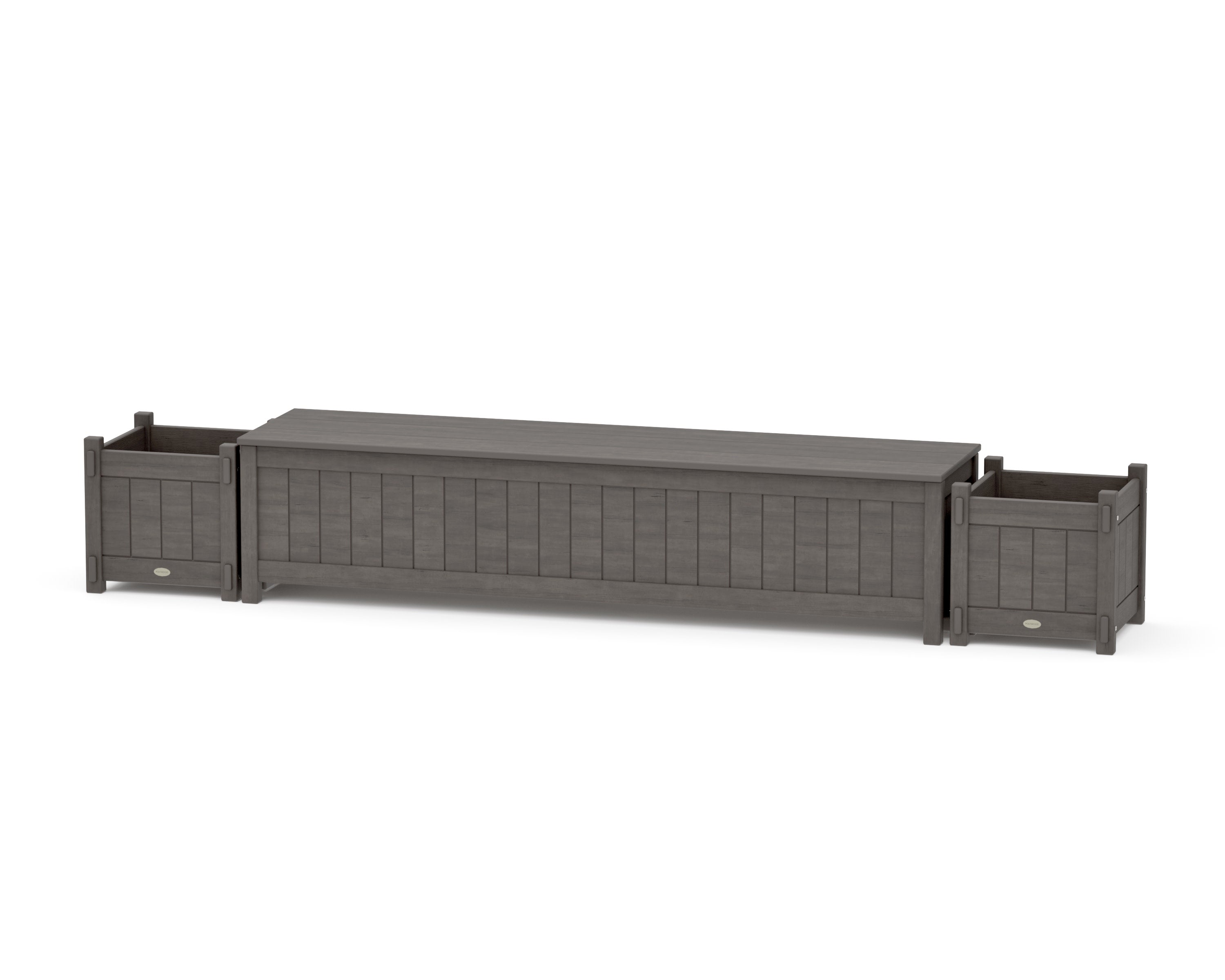 72" Vineyard Straight Planter Storage Bench Set in Driftwood